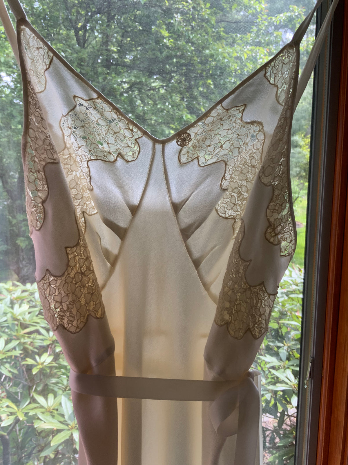 1930s Ivory Satin Bias Cut Slip Dress.40BY