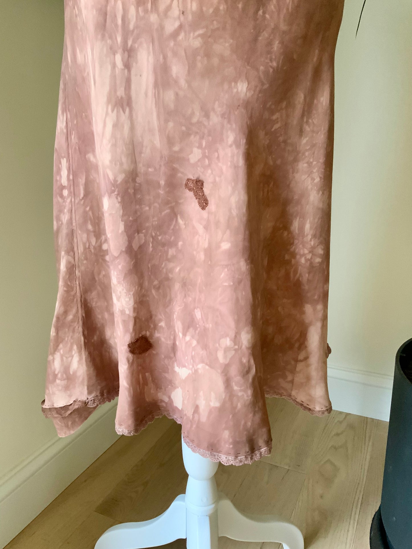 1930s Hand Dyed Silk Dress | Artistically Restored Vintage Lace Appliqué Dress-30DE