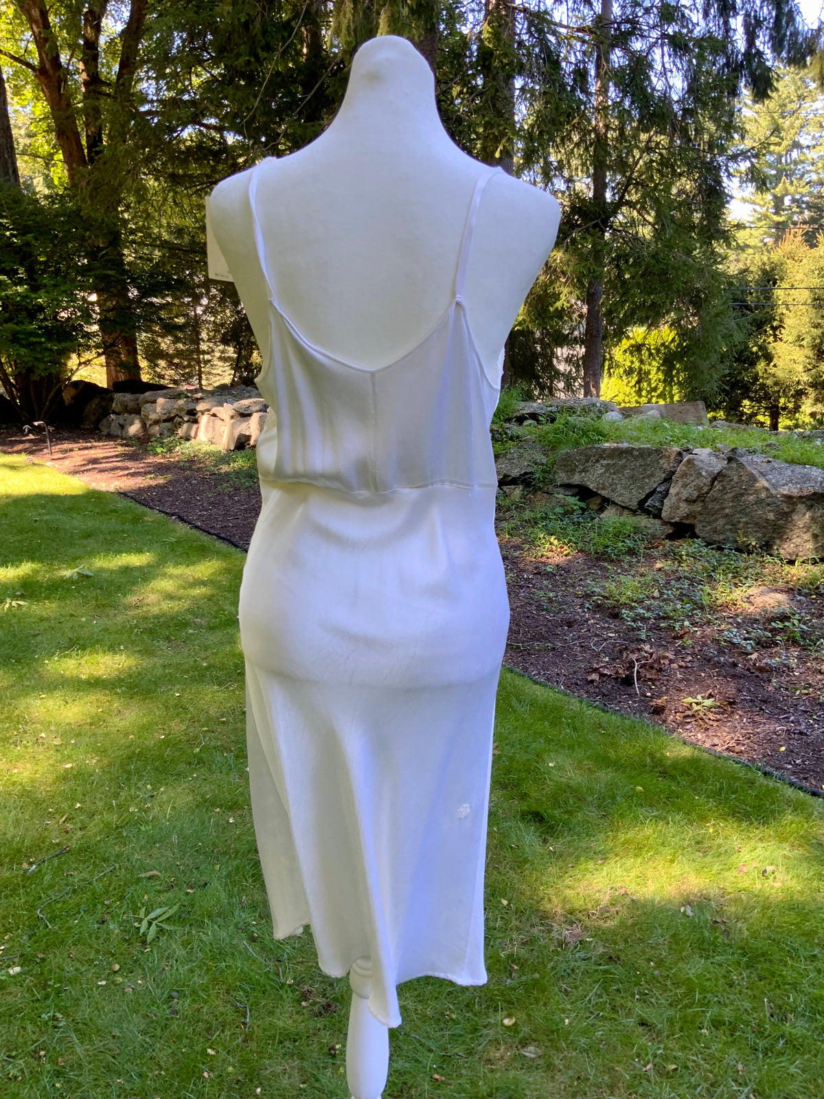 1930s Ivory Satin Bias Cut Slip Dress.40BY