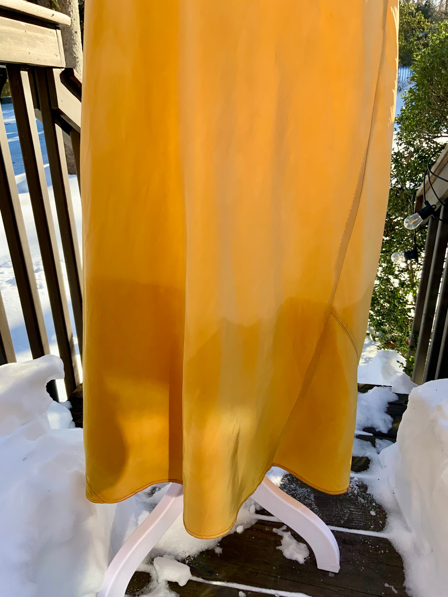 Hand-Dyed 1930s–40s Silk Chiffon Lace Nightgown – Golden Sunset-30BD