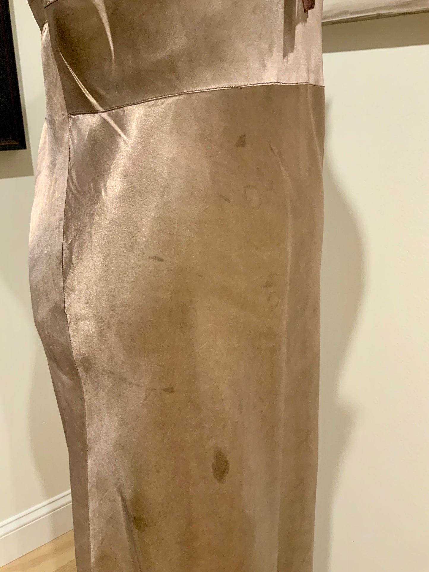 Hand Dyed 1930s-40s Bias Cut Satin Slip Dress | Chocolate Lace | Old Hollywood Lingerie
-30CB