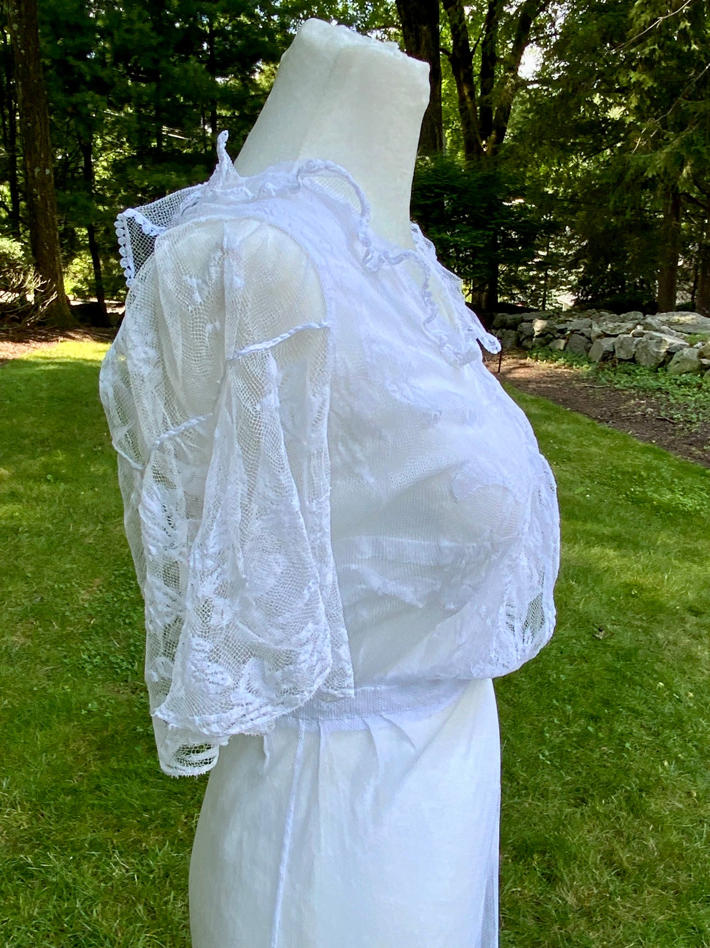 1930s Sheer White Tulle Lace Dress Vintage Bridal Dress Romantic Wedding Dress Floral Tulle Gown Ethereal Dress- Iconic -30DN