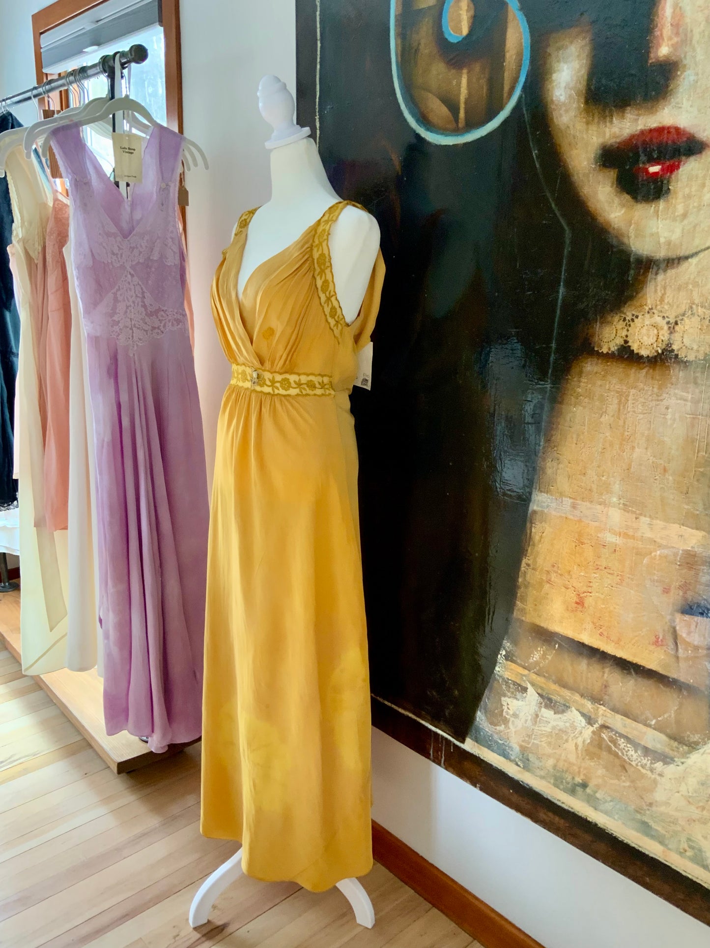 Hand Dyed Yellow Nightgown / Slip Dress - 50s - 50AX