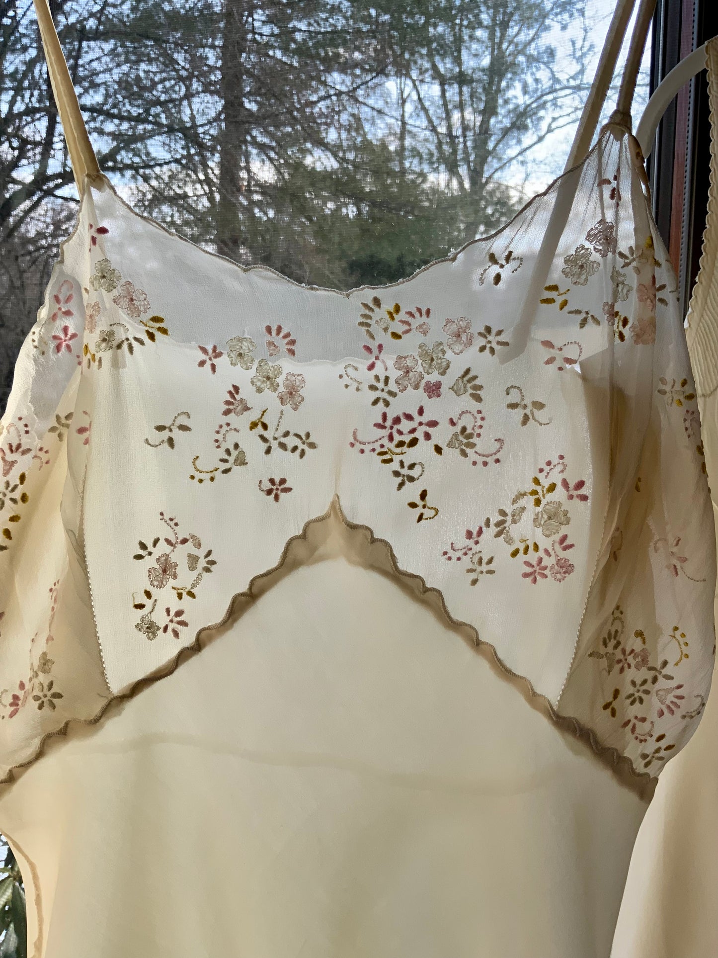 1920s–30s Pure Silk Embroidered Slip Dress-30BD