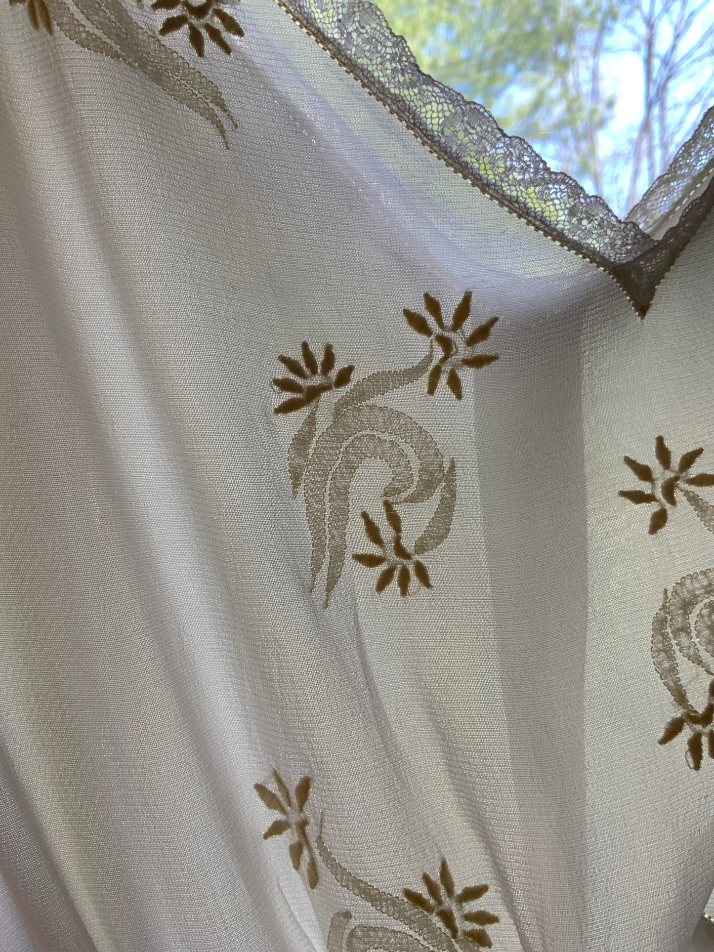 Vintage Satin & Embroidered Sheer Top Slip Dress | 1930s Bias Cut Boudoir Gown-AAA