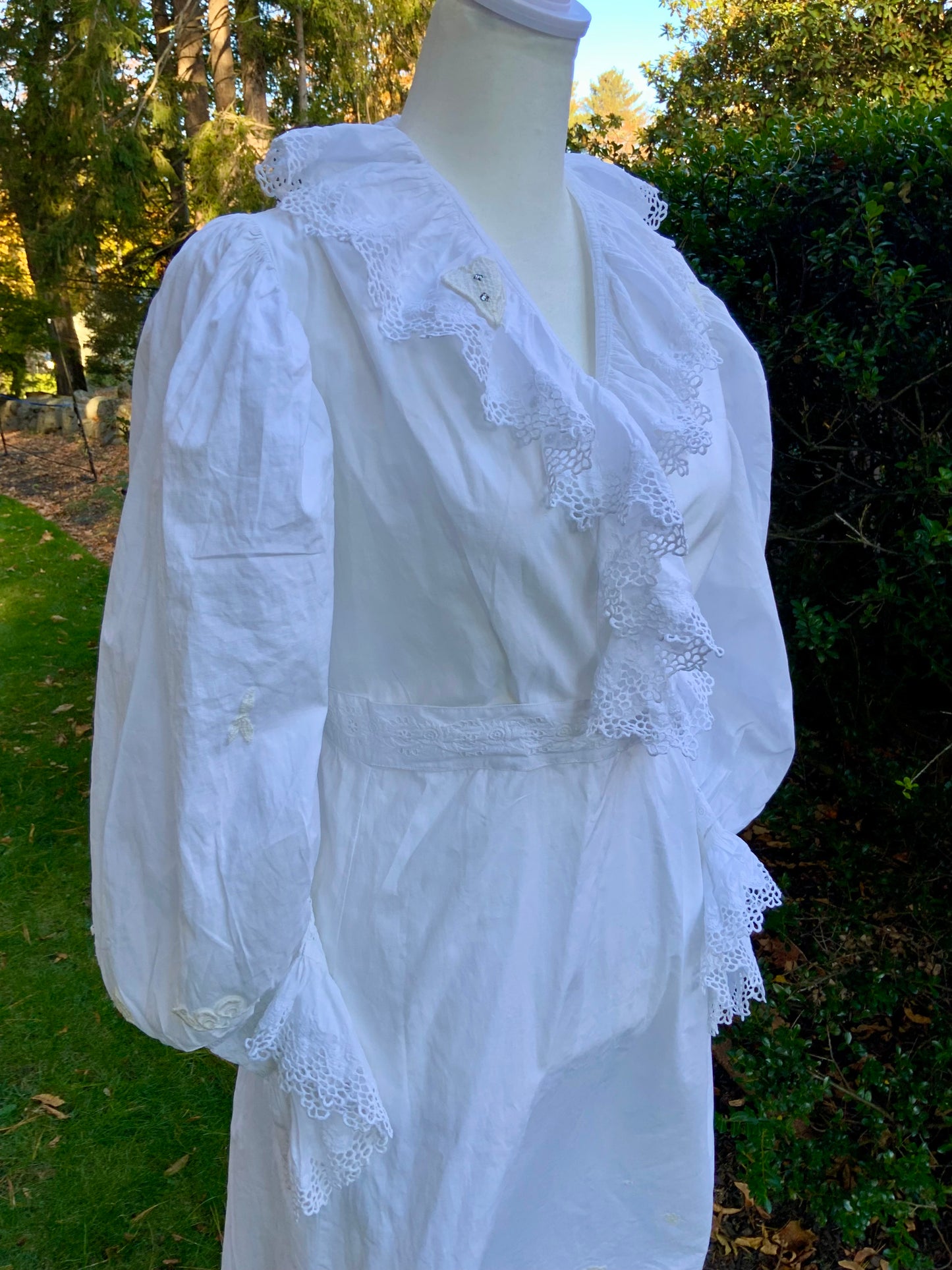 Edwardian White Cotton Lace Dress – Antique Lawn Gown Restored - ED24