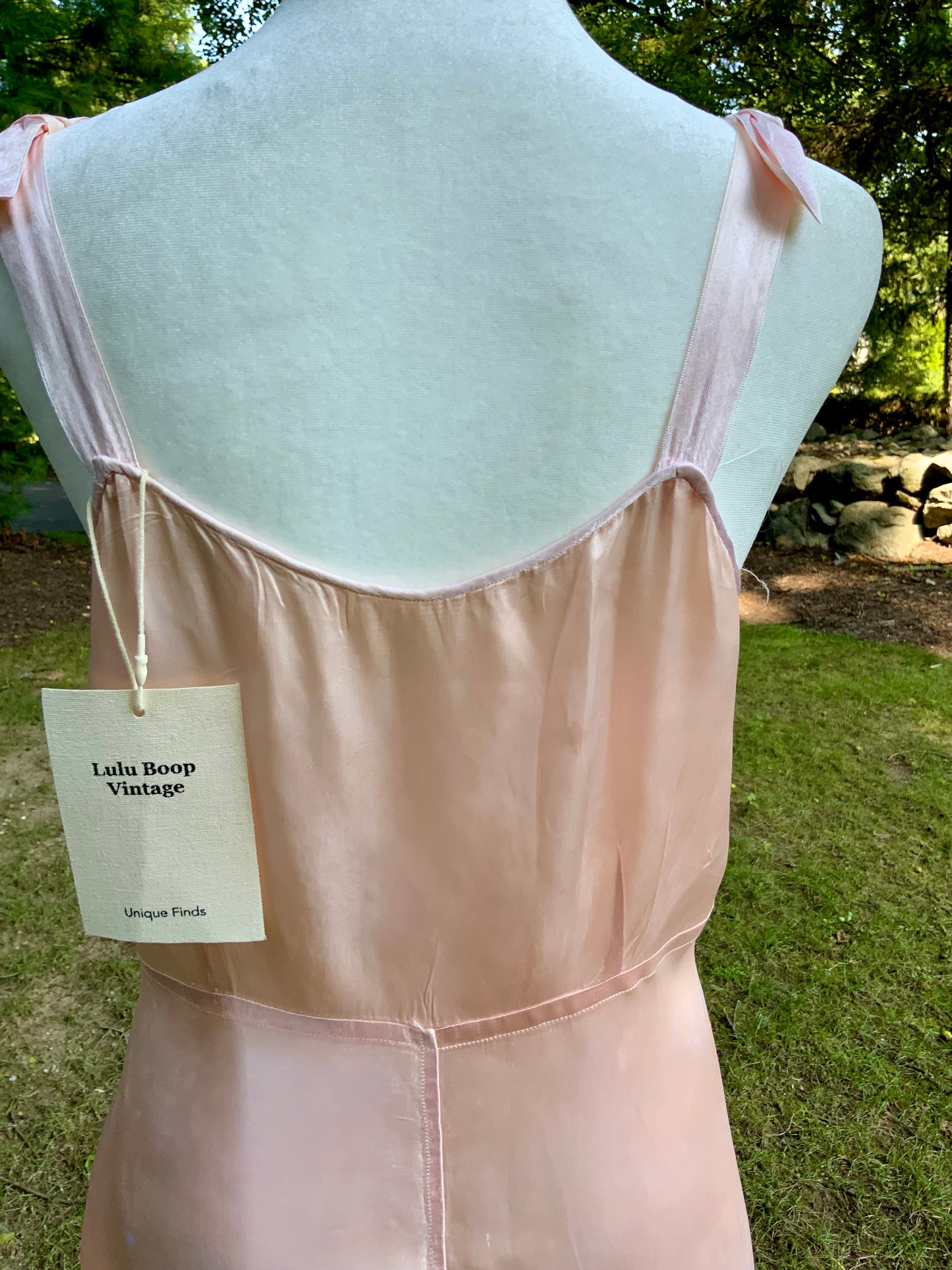 1940s Vintage Peach Satin Slip Dress Embroidered Floral Bodice Restored Bridal Boudoir Nightgown.40CG