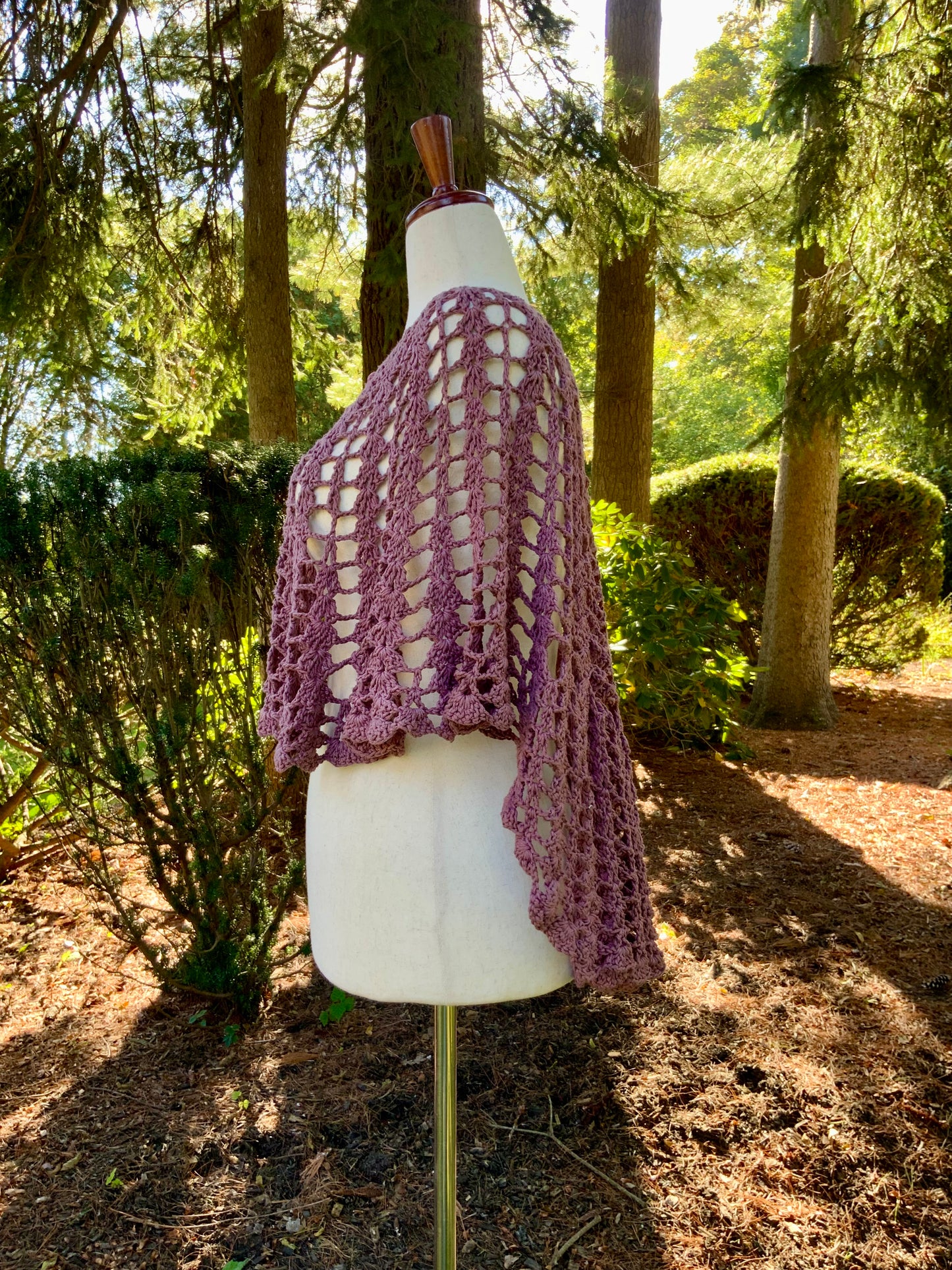 Hand Dyed Crochet Knit Capelet - 70s - 70Wa