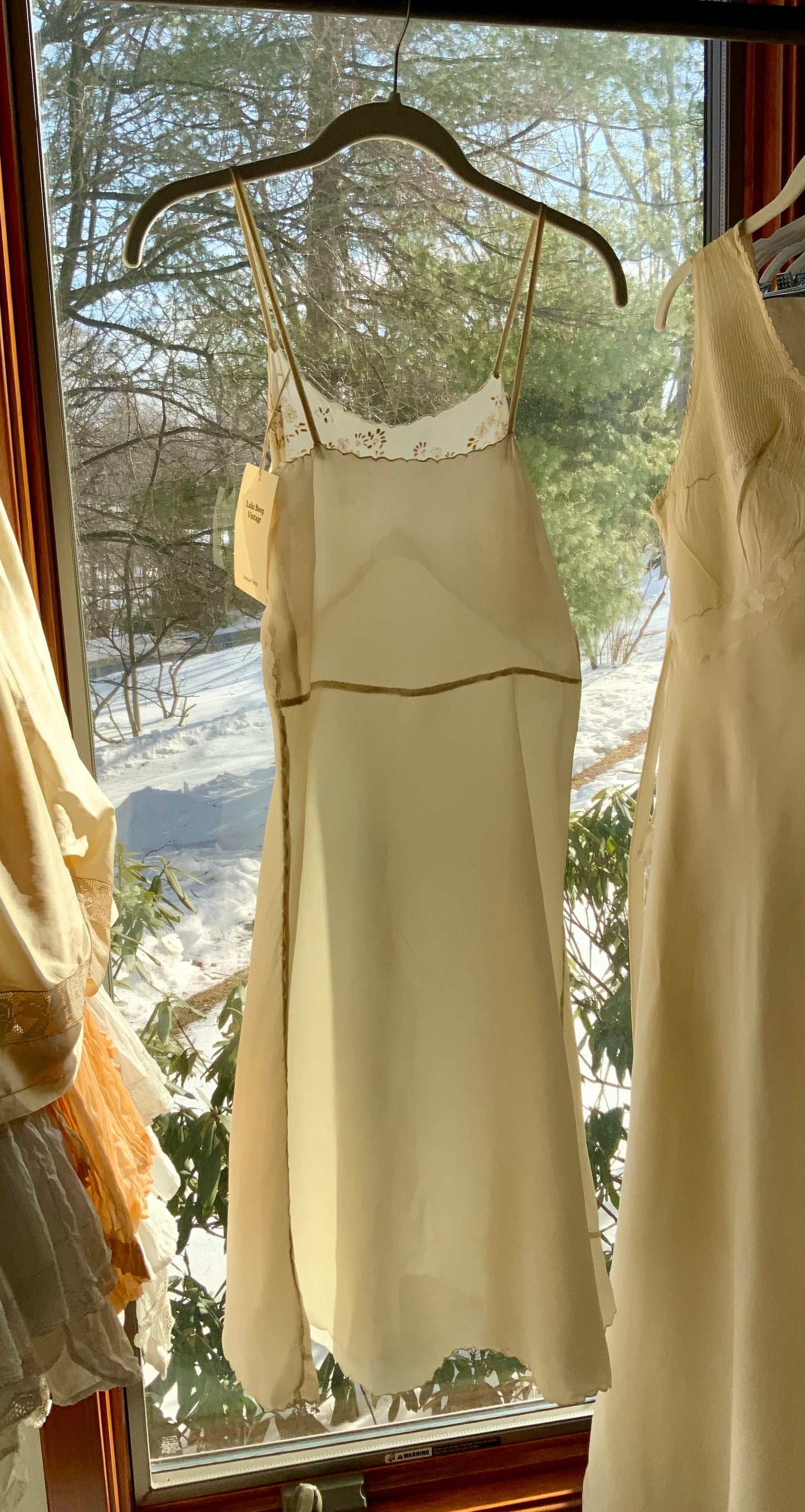 1920s–30s Pure Silk Embroidered Slip Dress-30BD