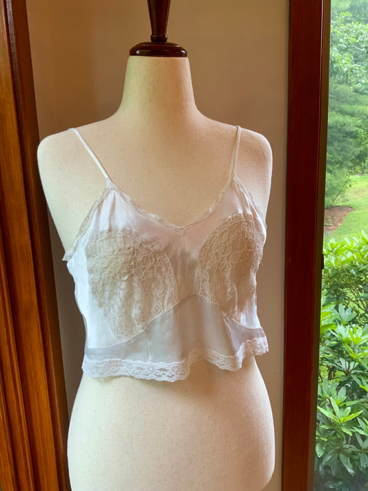 1930s Camisole Top | Reimagined Vintage Slip | Ivory Cropped Lingerie Cami-30DF