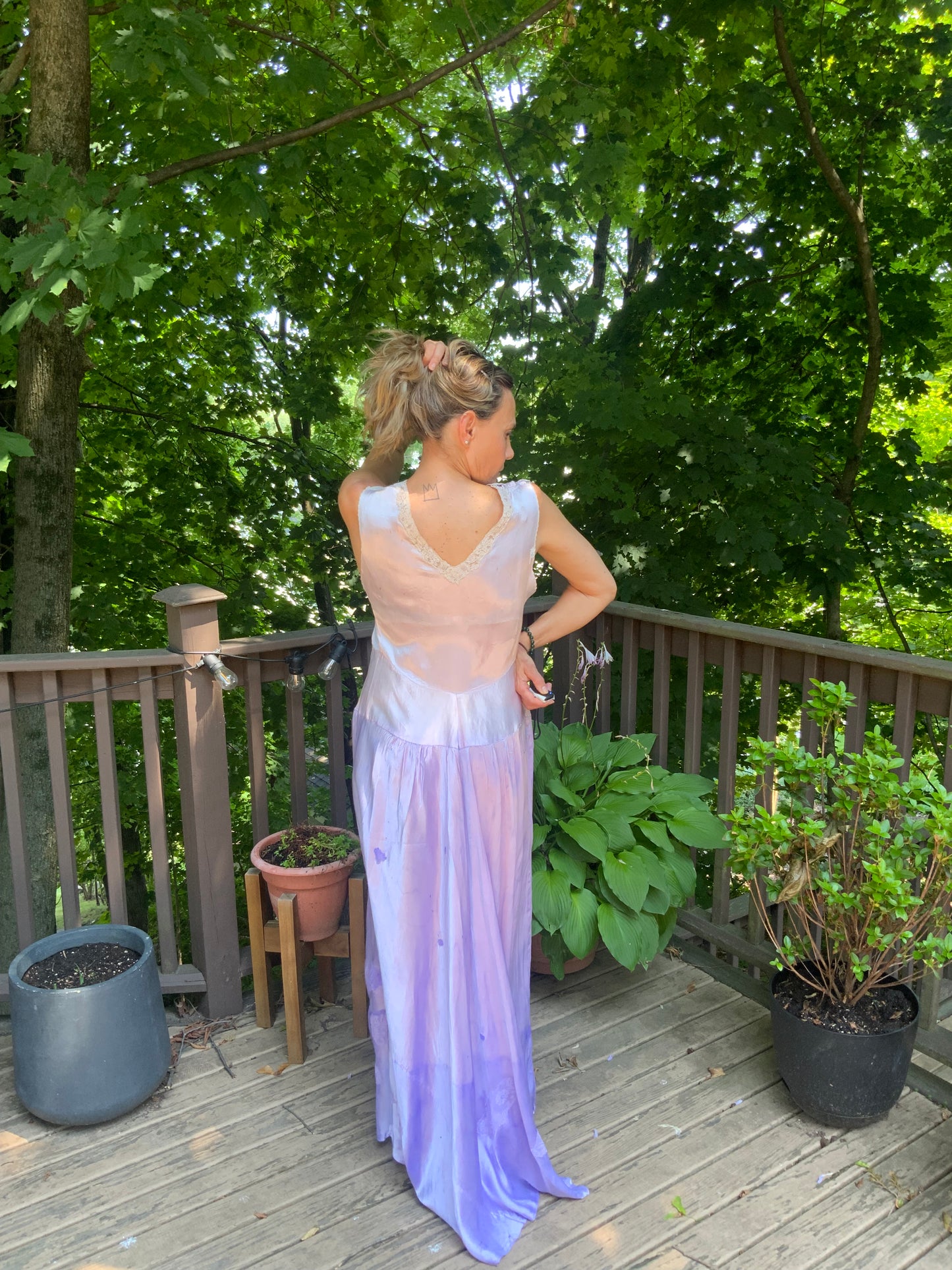 Hand Dyed Satin Nightgown- 50s