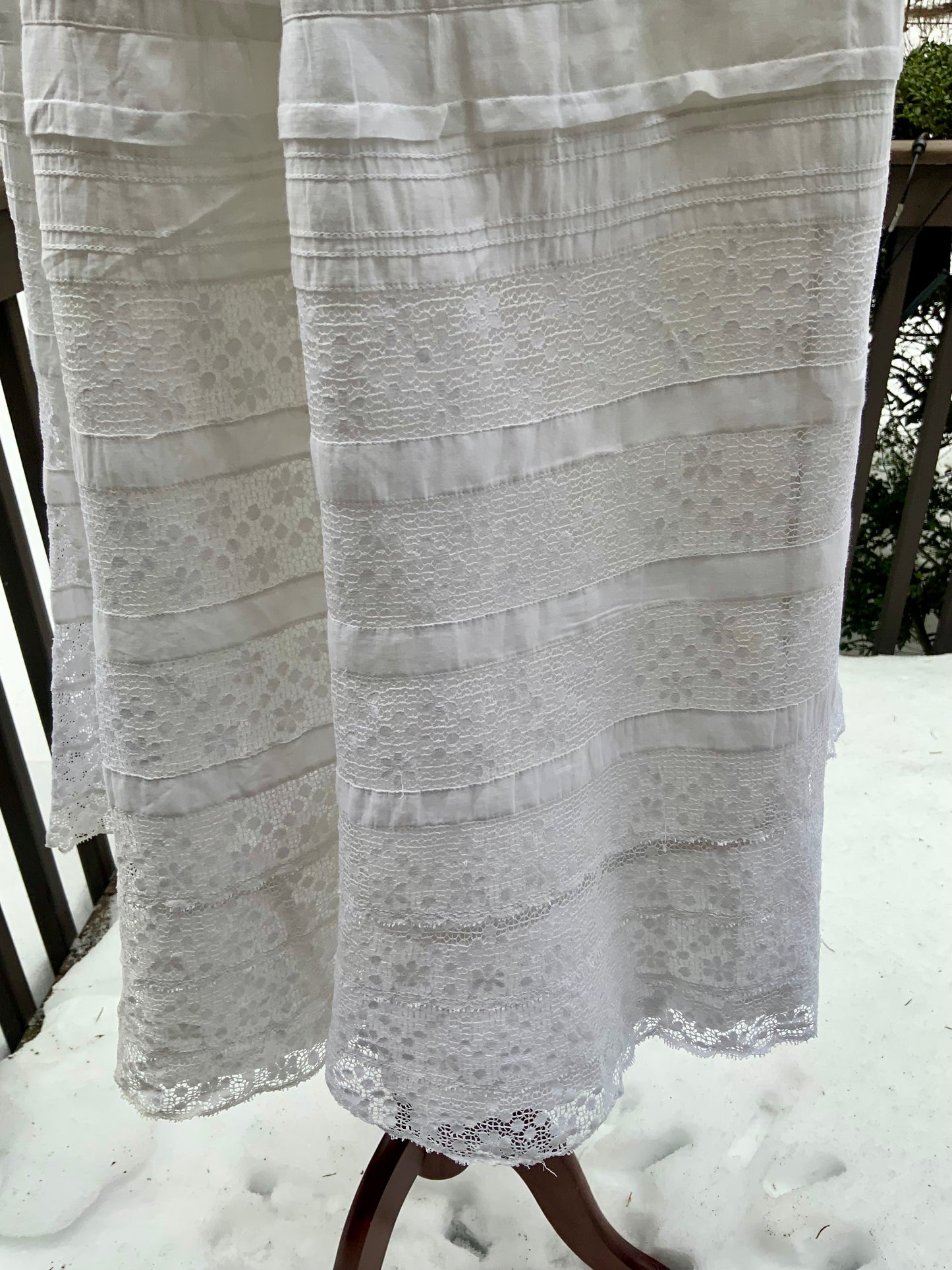 Edwardian White Cotton Lingerie Dress | 1910s Crochet Lace Tea Dress | Antique Summer Bridal Dress-ED55