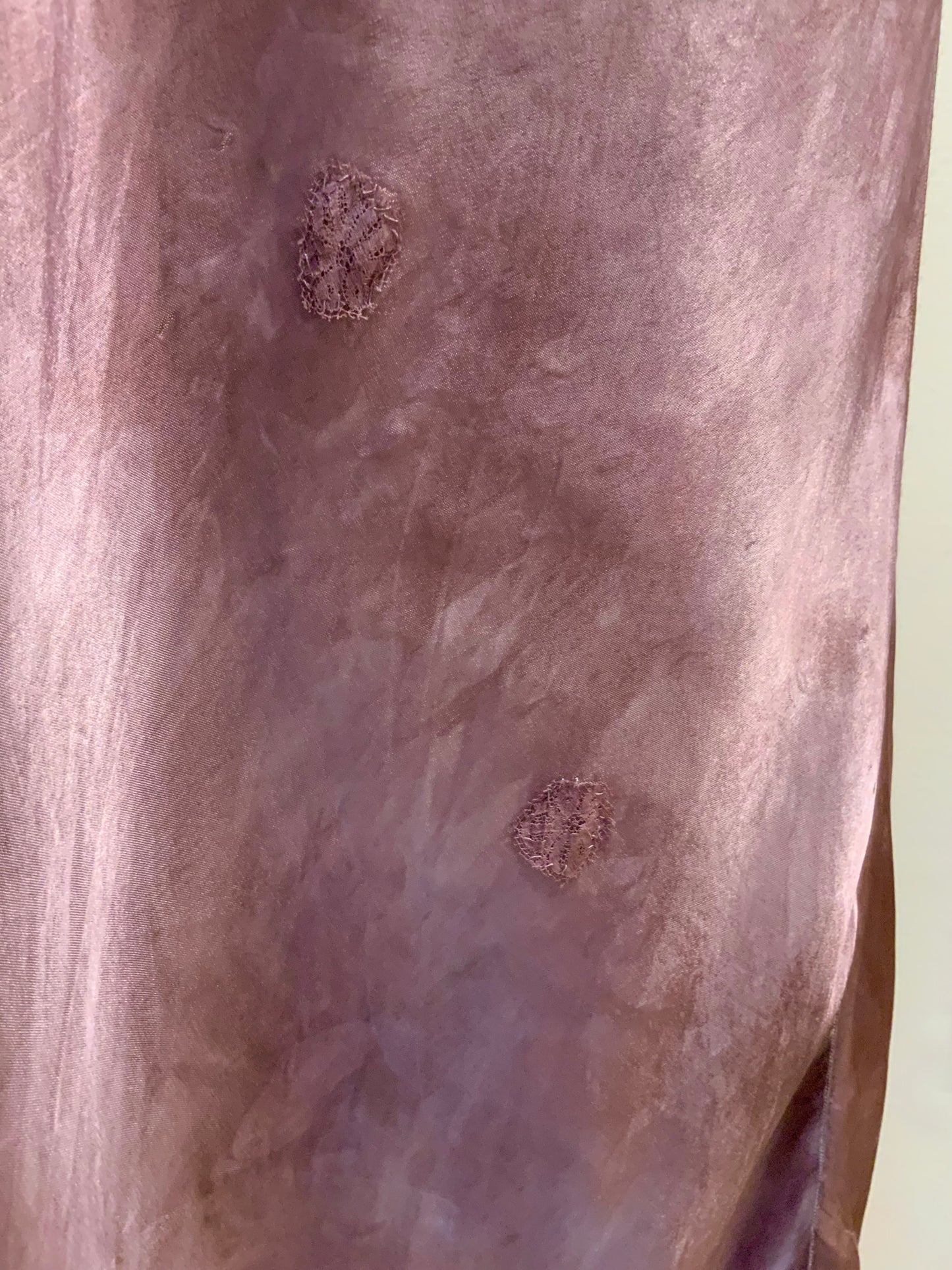 1930s Hand Dyed Mauve Bias Cut Evening Dress. Restyled Vintage Satin Gown.Embroidered Tulle.Lulu Boop Vintage-30CW