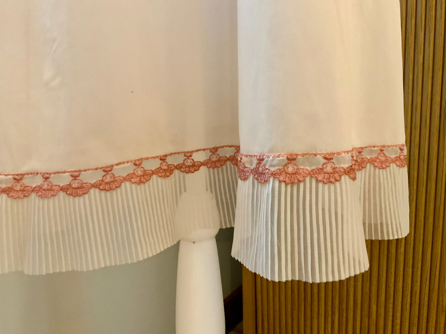 Hand Dyed Vintage 1970s Nylon Chiffon Slip Dress Lace Trim Empire Waist Sheer Romantic Nightgown- 50BR