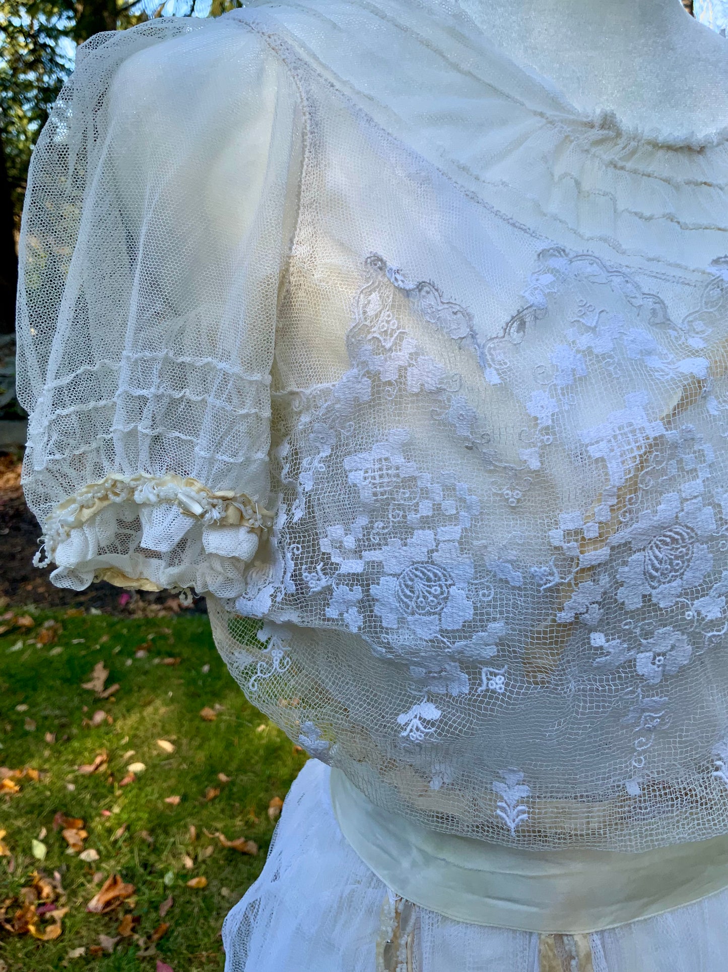 Antique Tulle Dress -Filet Lace – Early 1900s – ED40