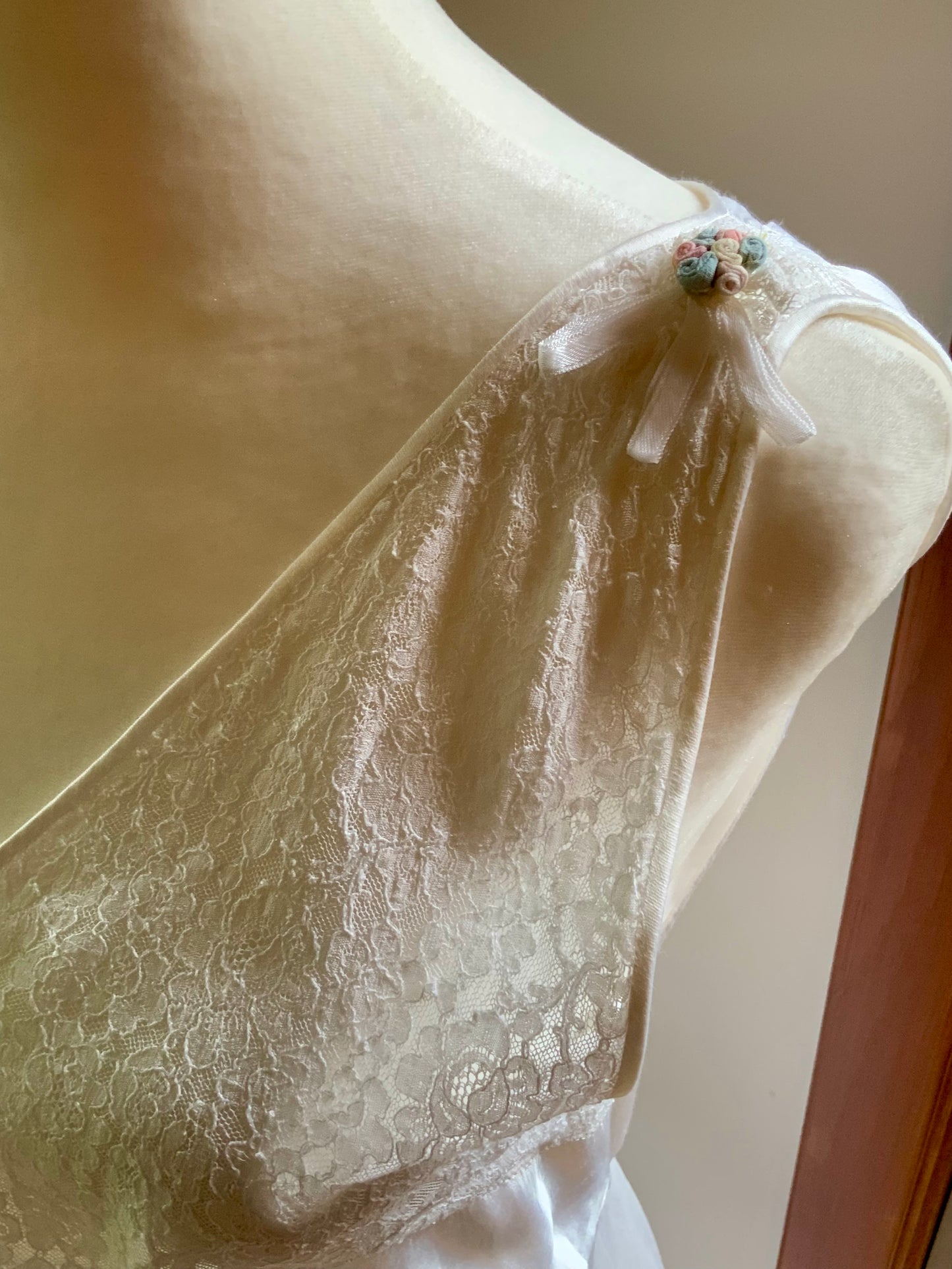 1930s Ivory Satin Bridal Lounge Set | Bias Cut Skirt & Lace Blouson Top | Romantic Two-Piece Ensemble