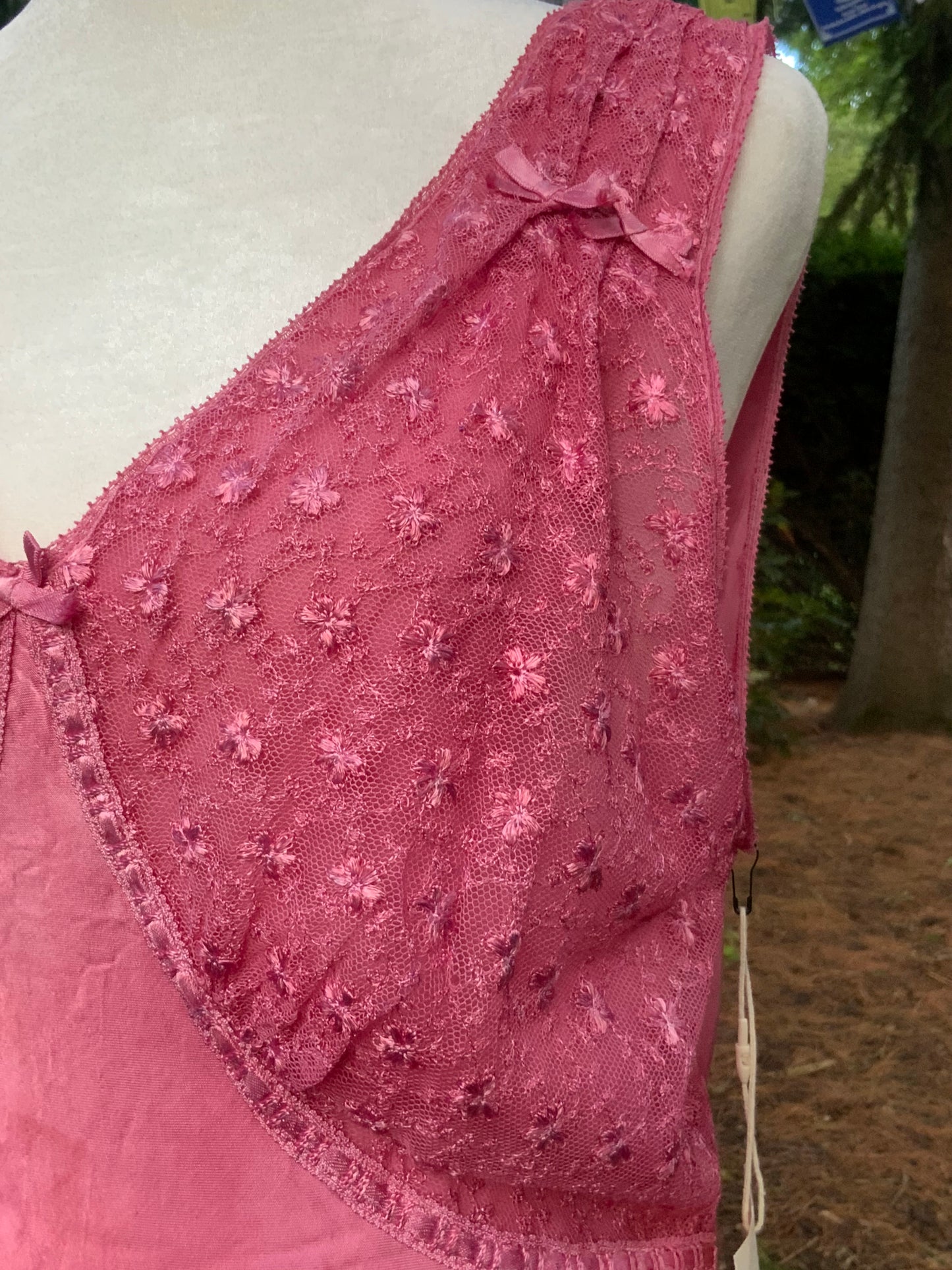 1930s Hand Dyed Pink Satin Nightgown | Floral Lace Nightgown | Bias Cut Boudoir Gown | Romantic Lingerie | Old Hollywood Glamour
-30BJ