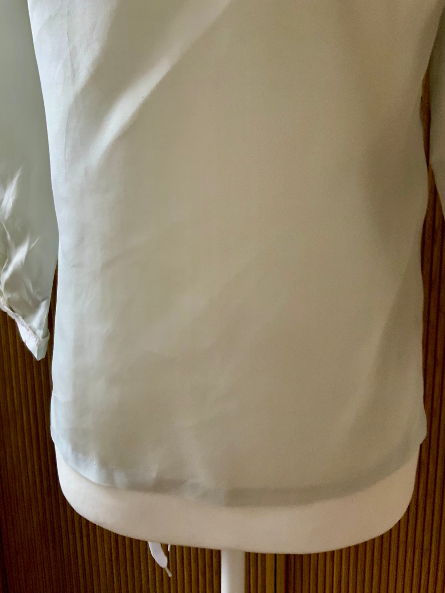 1940s Silk Satin Blouse with Lace Appliqué | Mint Green | Edwardian Revival-40AT