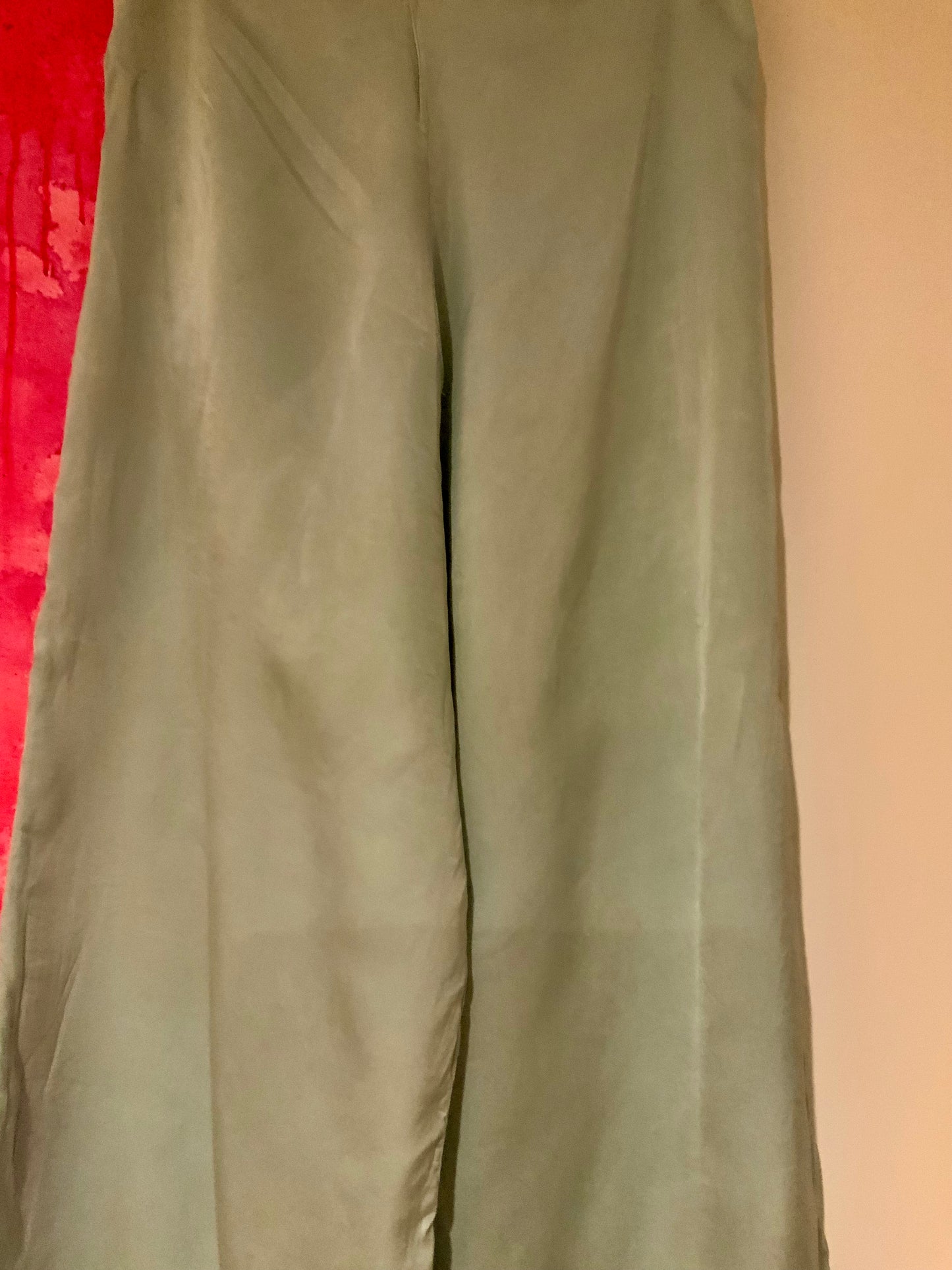 1930s Silk Pajama Pants – Pale Jade Vintage Lounge Trousers - 30AX
