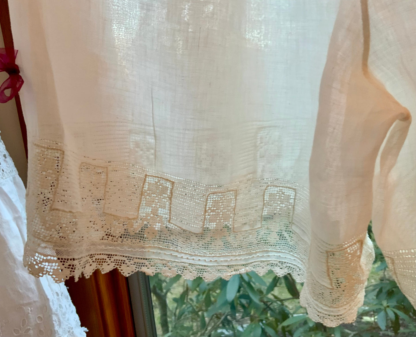 Antique Edwardian Cotton Bloomers c.1905–1915 | Filet Lace Ribbon Hem | Hand Monogram “AB” | Split Drawers Lingerie-ED69