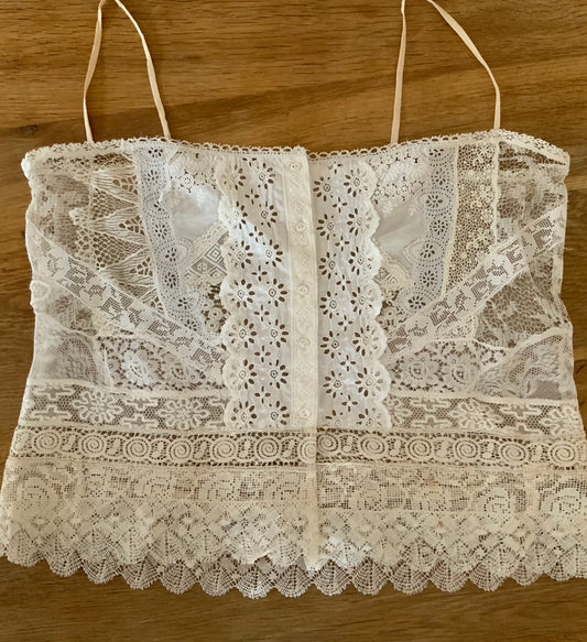 Blouse embellished with Antique Lace - Y2K -E8