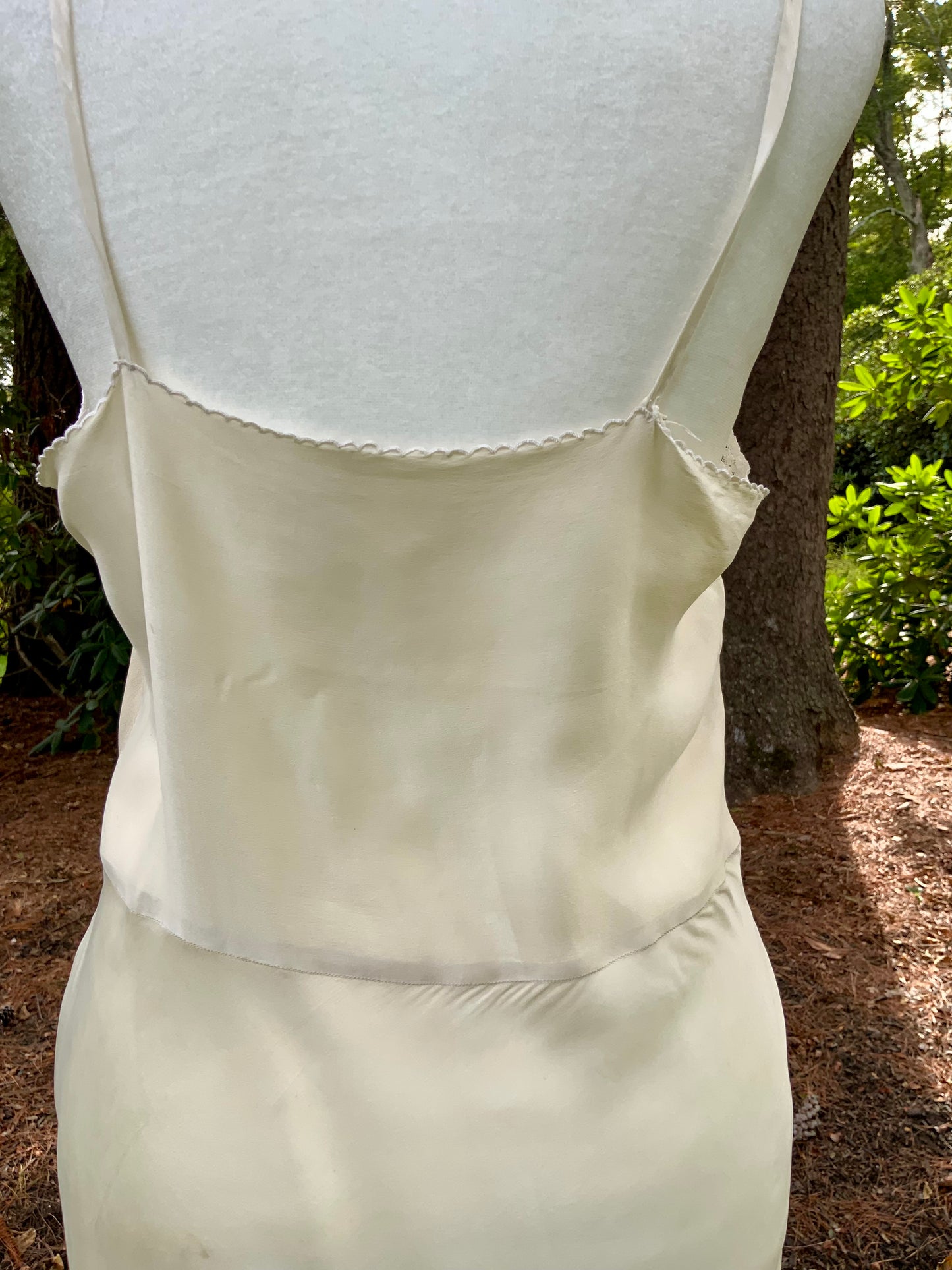 1940s Silk Slip Dress | Vintage Lingerie with Lace Embellishments & Sheer Chiffon Bodice | Old Hollywood Nightgown
 - 40s - 40AM