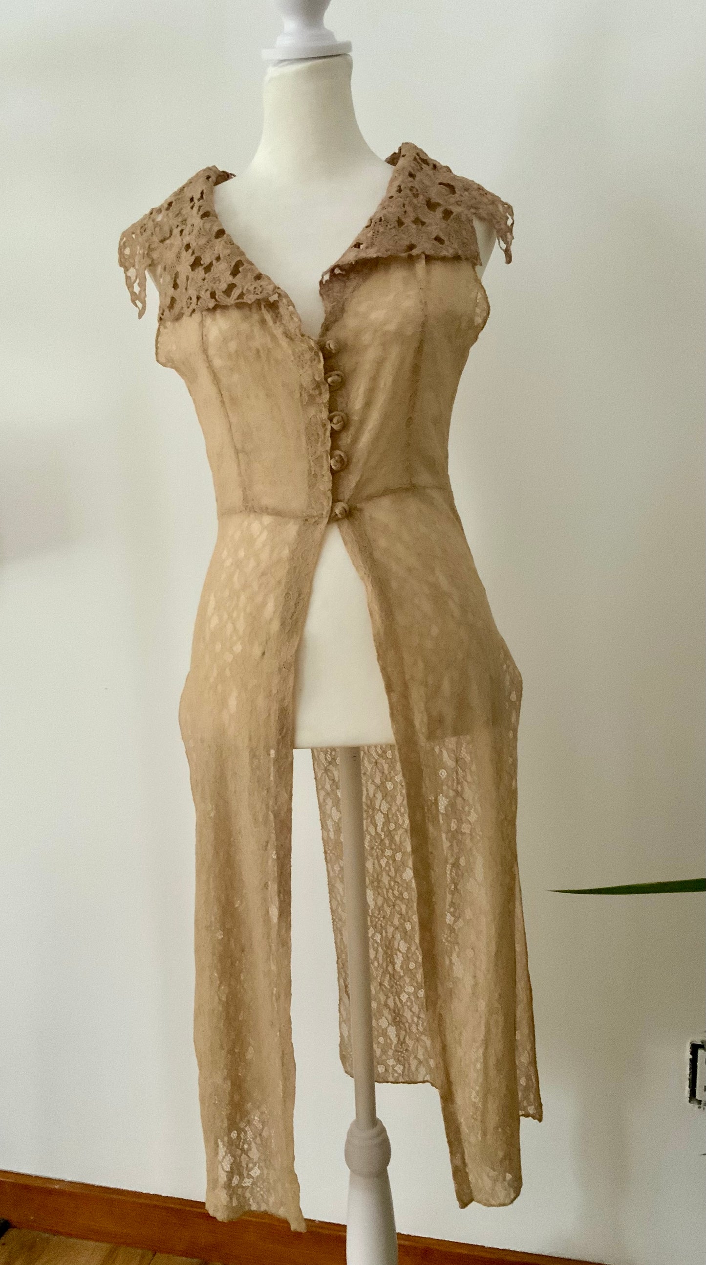 Edwardian Lace Lingerie Overdress with Five-Panel Skirt, c. 1905–1915 - ED46