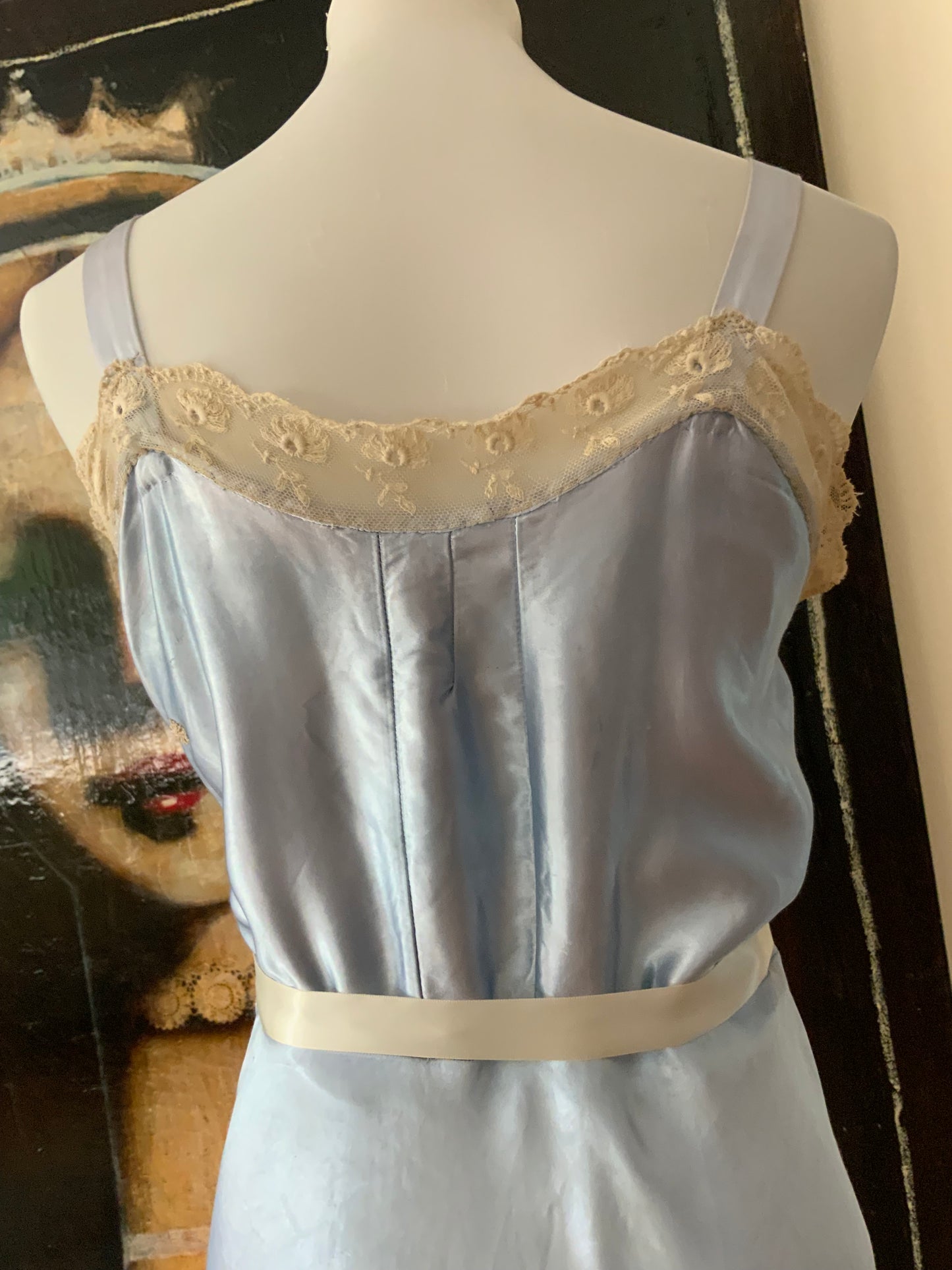 Light Blue satin Slip dress - 50s