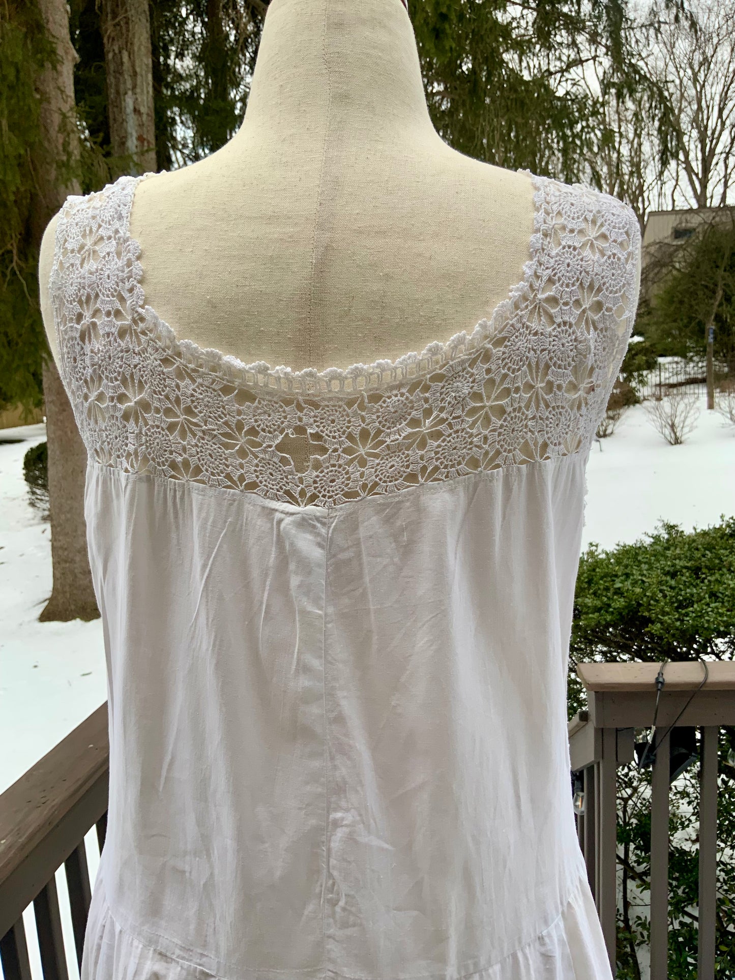 Edwardian White Cotton Lingerie Dress | 1910s Crochet Lace Tea Dress | Antique Summer Bridal Dress-ED55