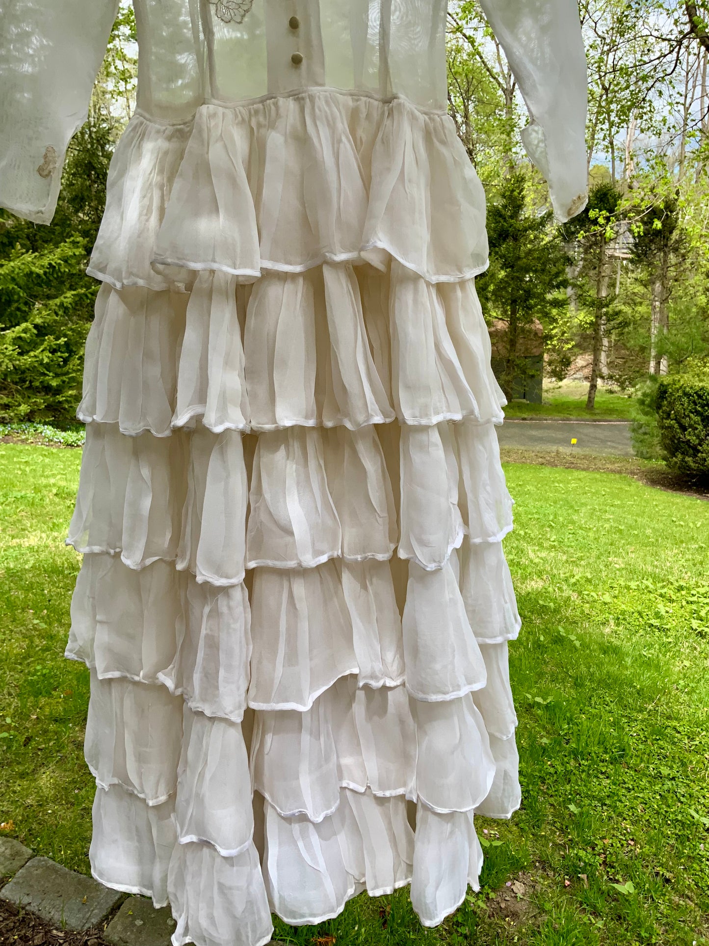 Antique Edwardian Sheer Lace Dress | Tiered Ruffle Bridal Gown | Hand Restored-ED82