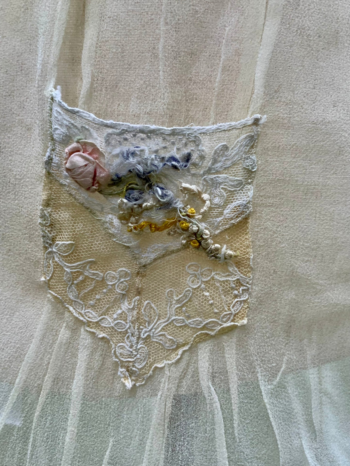 Edwardian–1920s Sheer Silk Chiffon Slip Dress | -Trousseau Lingerie Gown –20AP