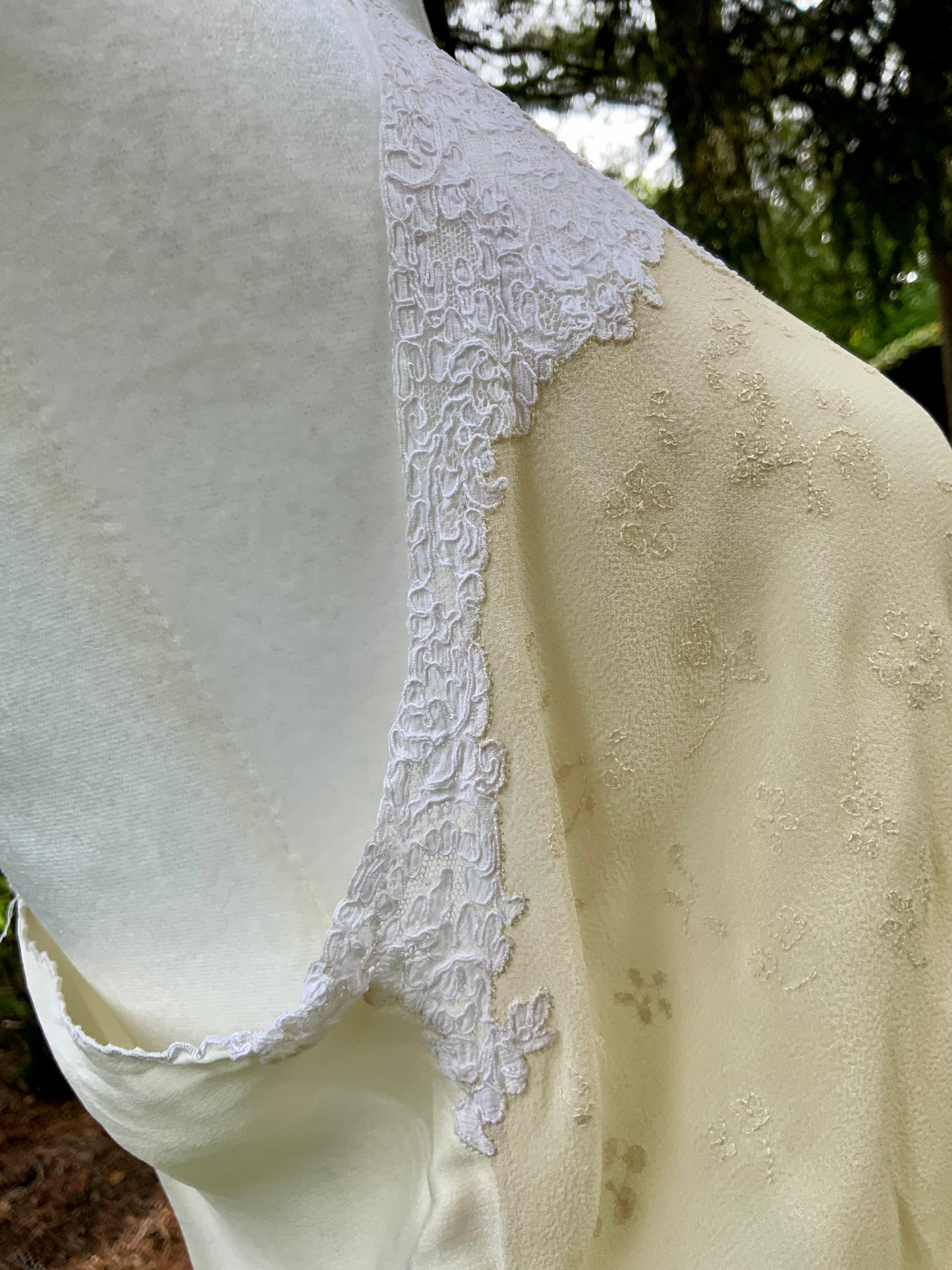 1940s Silk Slip Dress | Vintage Lingerie with Lace Embellishments & Sheer Chiffon Bodice | Old Hollywood Nightgown
 - 40s - 40AM