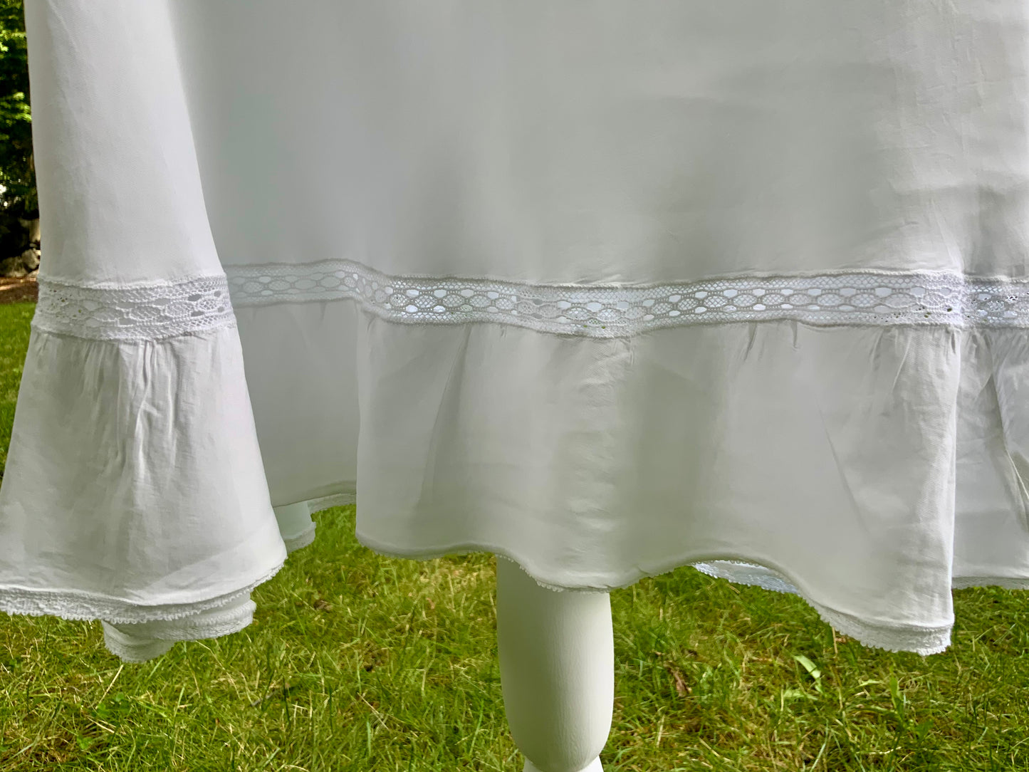 1930s White Satin Nightgown. Embroidered Bias Cut Slip Dress. Bridal Lingerie Gown .30CQ