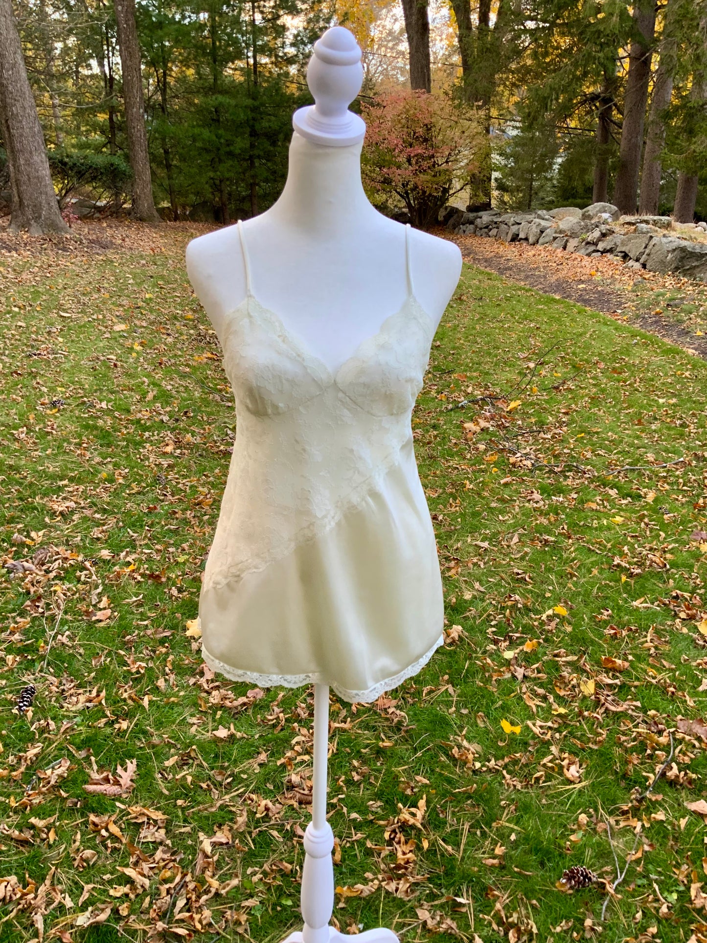 Vintage Bob Mackie for Glydons Ivory Lace & Satin Teddy | Late 1970s Designer Lingerie- 70X