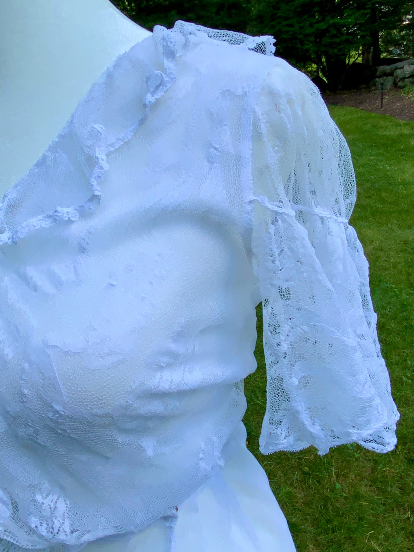 1930s Sheer White Tulle Lace Dress Vintage Bridal Dress Romantic Wedding Dress Floral Tulle Gown Ethereal Dress- Iconic -30DN