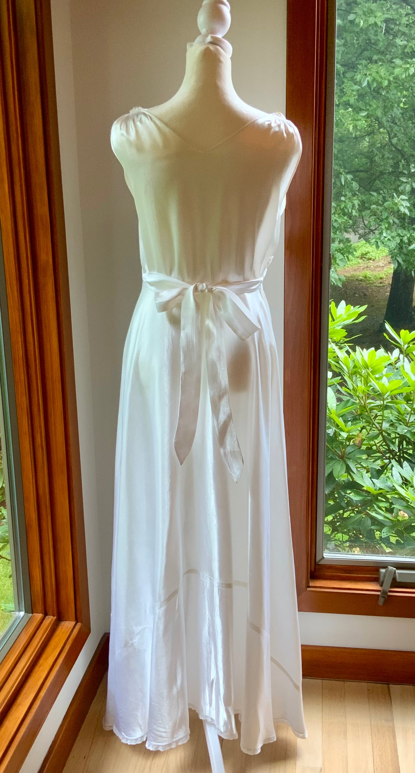 1930s Ivory Satin Bridal Lounge Set | Bias Cut Skirt & Lace Blouson Top | Romantic Two-Piece Ensemble