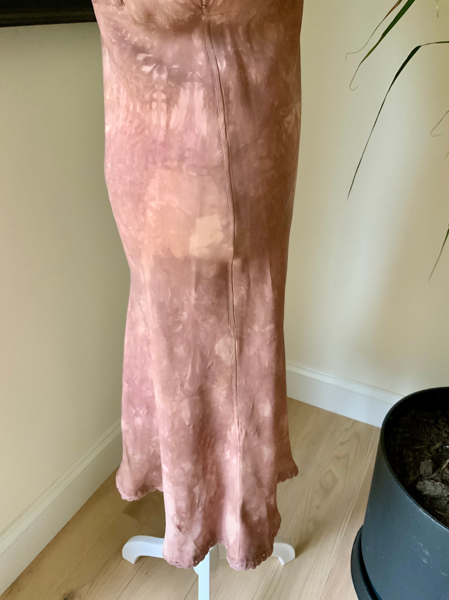 1930s Hand Dyed Silk Dress | Artistically Restored Vintage Lace Appliqué Dress-30DE