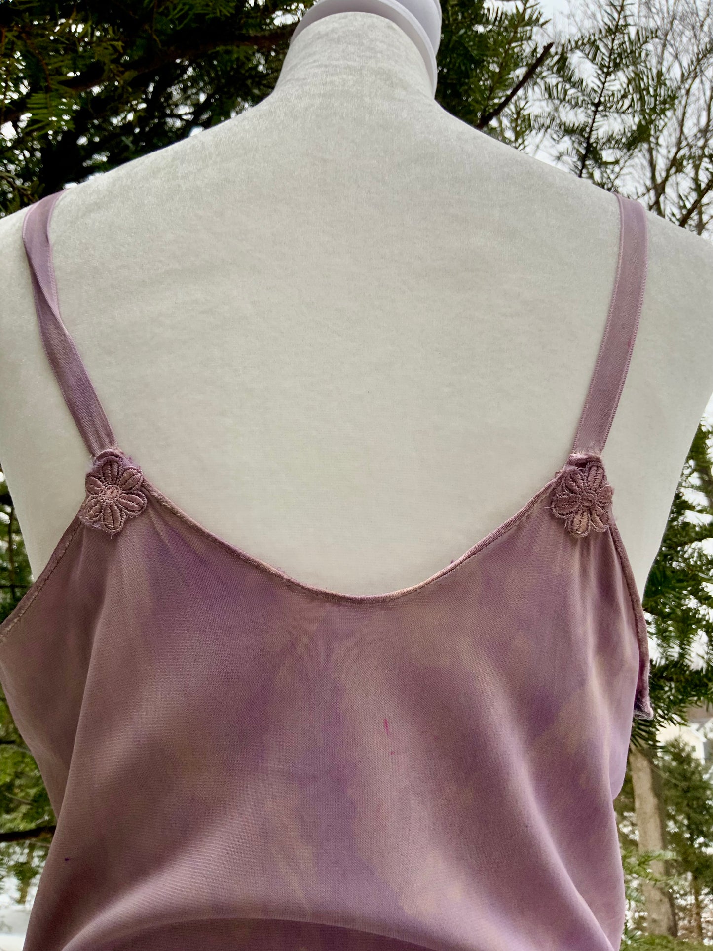 1990s Hand-Dyed Lilac Stretch Slip Dress • Lace Bust Vintage Boudoir Dress-90F