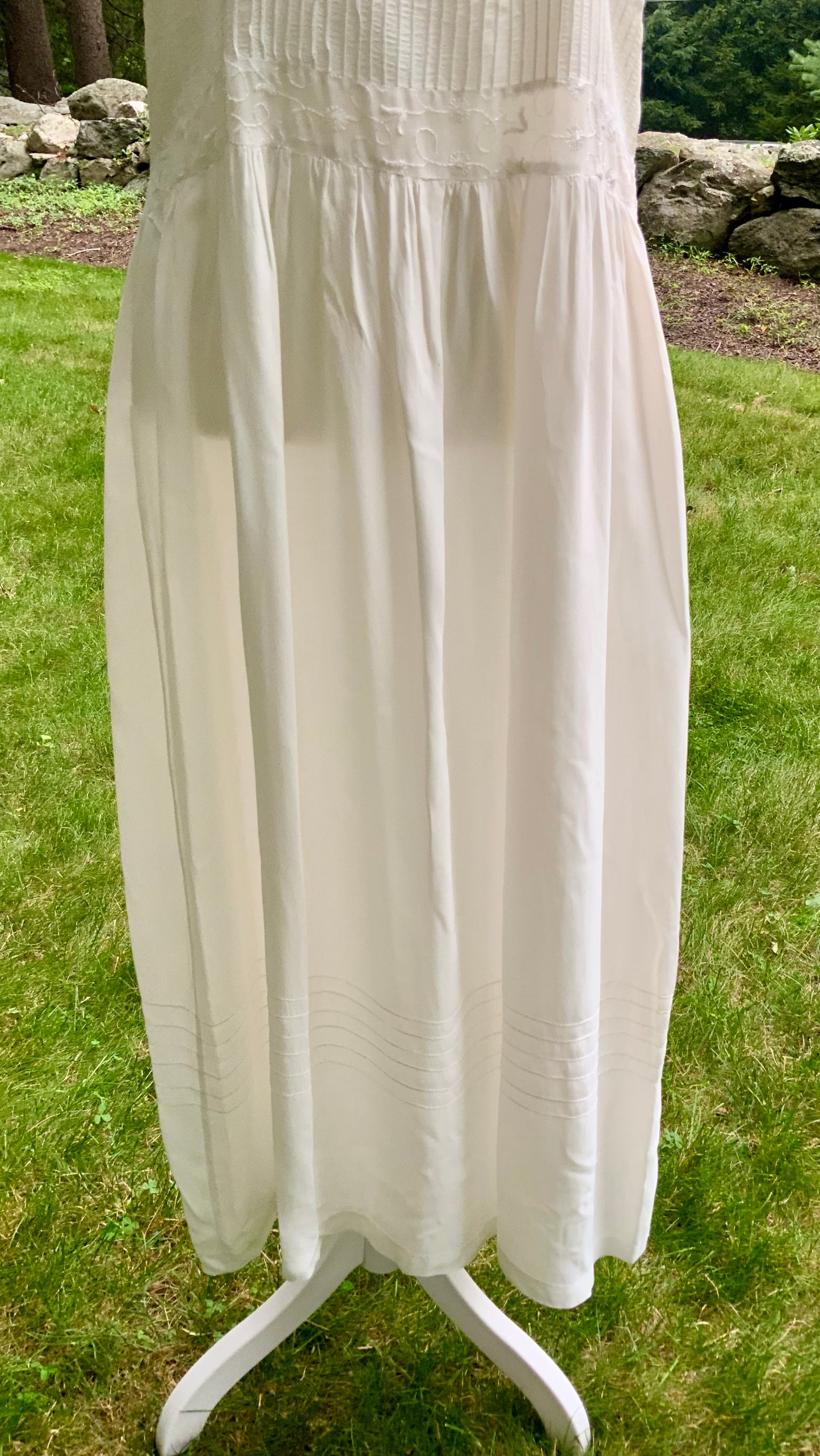 Antique Bridal Boudoir Dress | Late 1920s Silk Slip Dress | Art Deco Pintucks & Embroidered Lace
-40BI