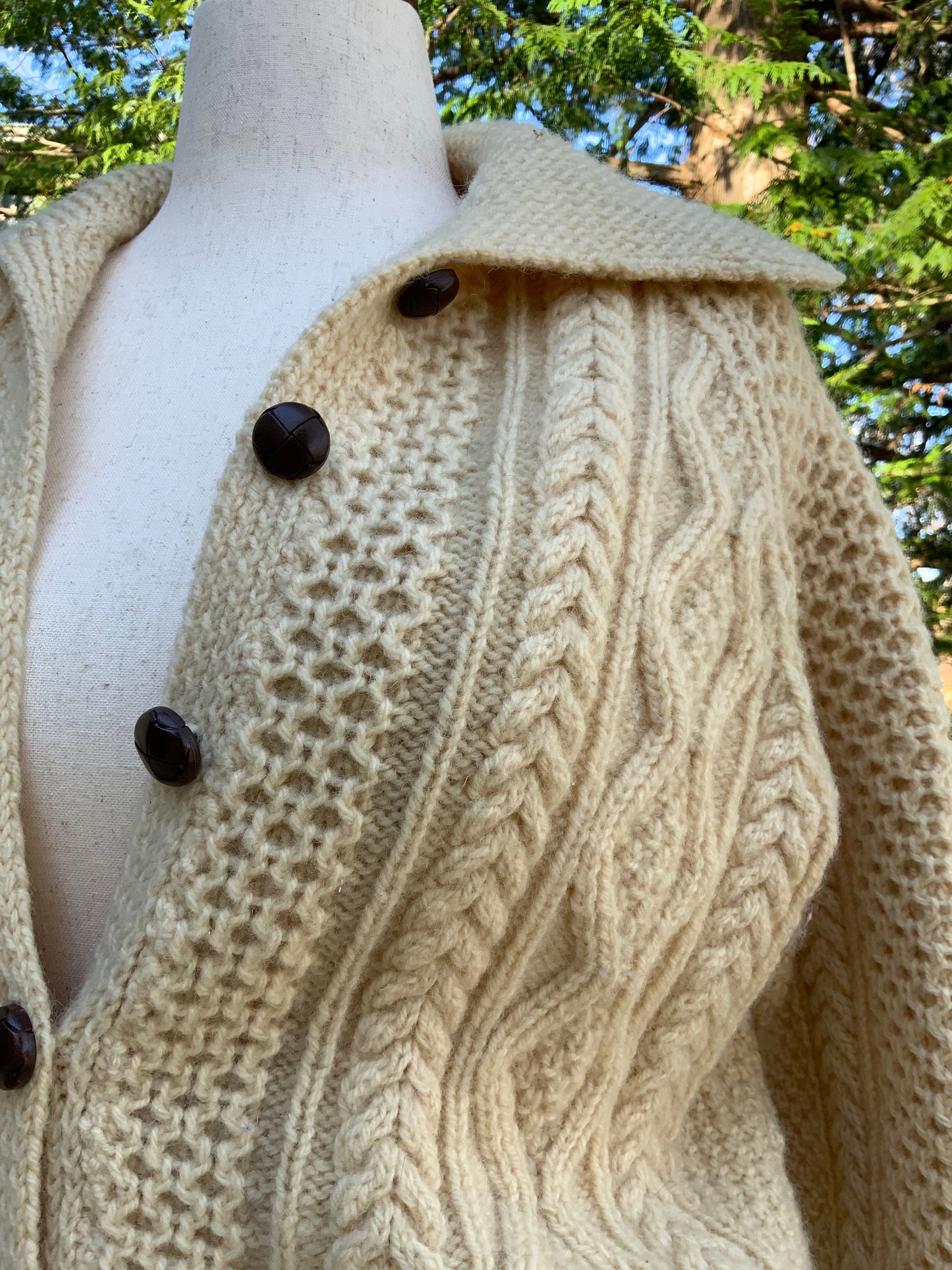 Chunky Knit Pure Irish Wool Cardigan -70s