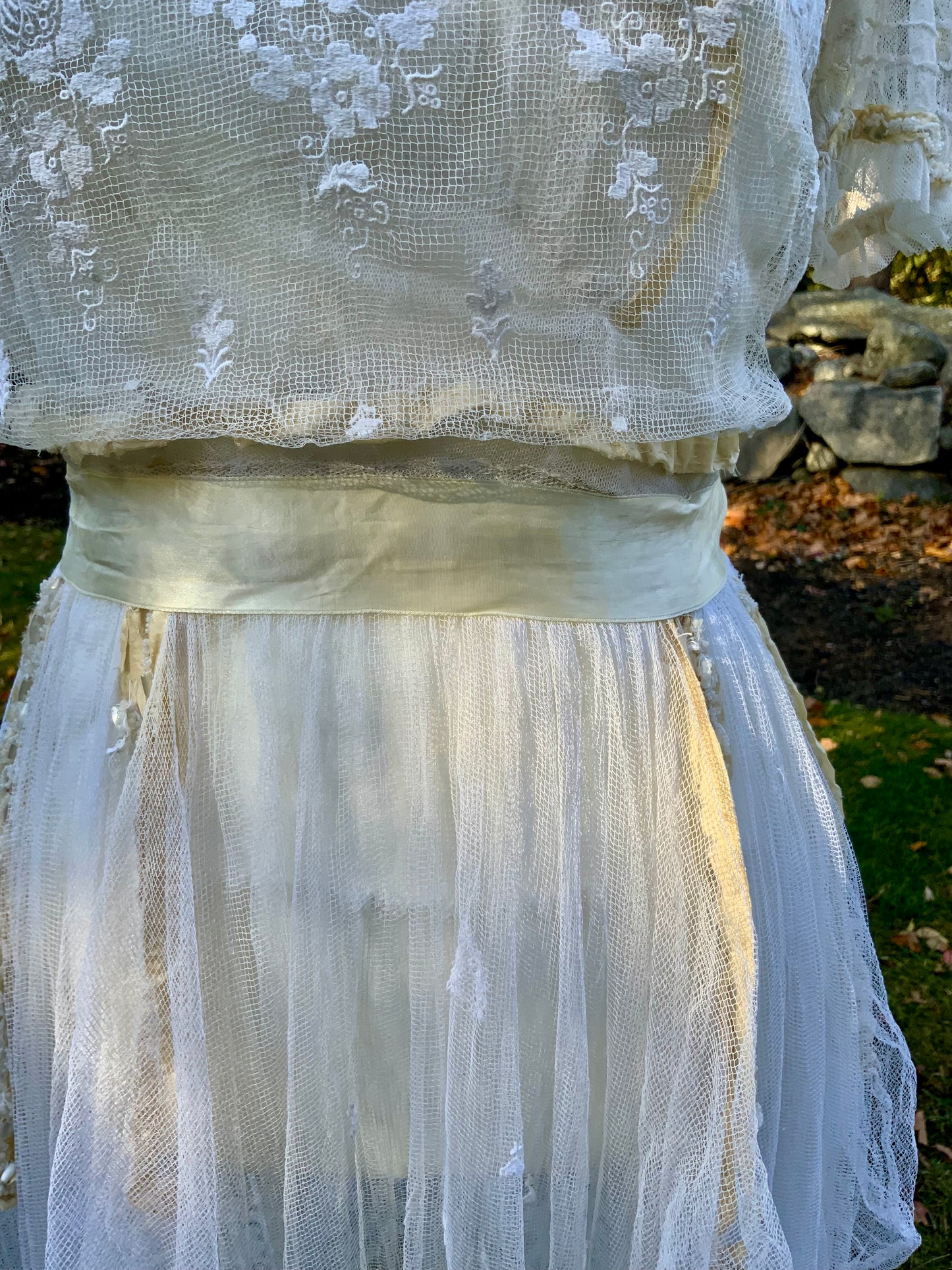 Antique Tulle Dress -Filet Lace – Early 1900s – ED40