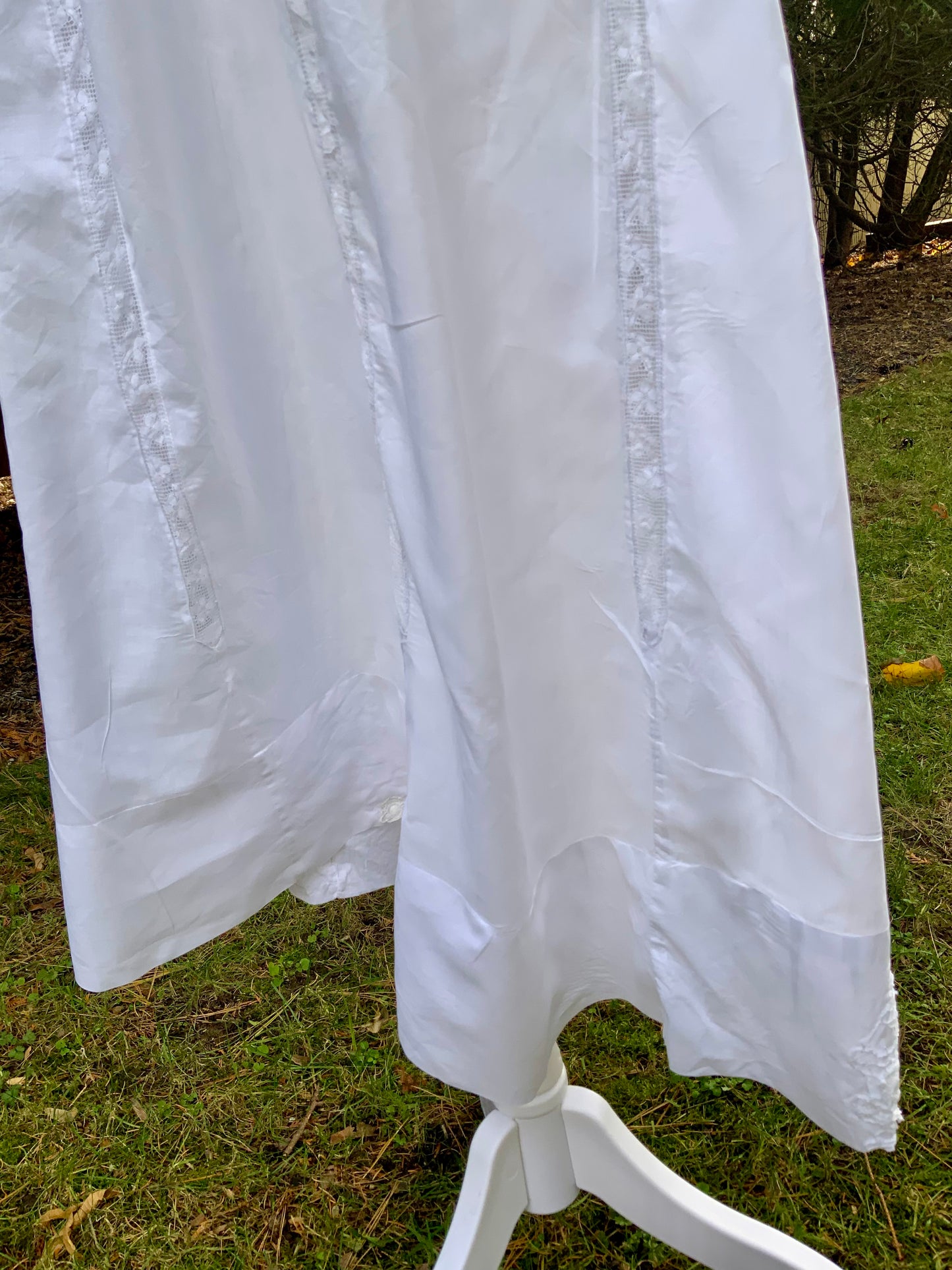 Edwardian White Cotton Lace Tea Dress c.1908–1914 — Pintucks, Lace Inserts - ED37
