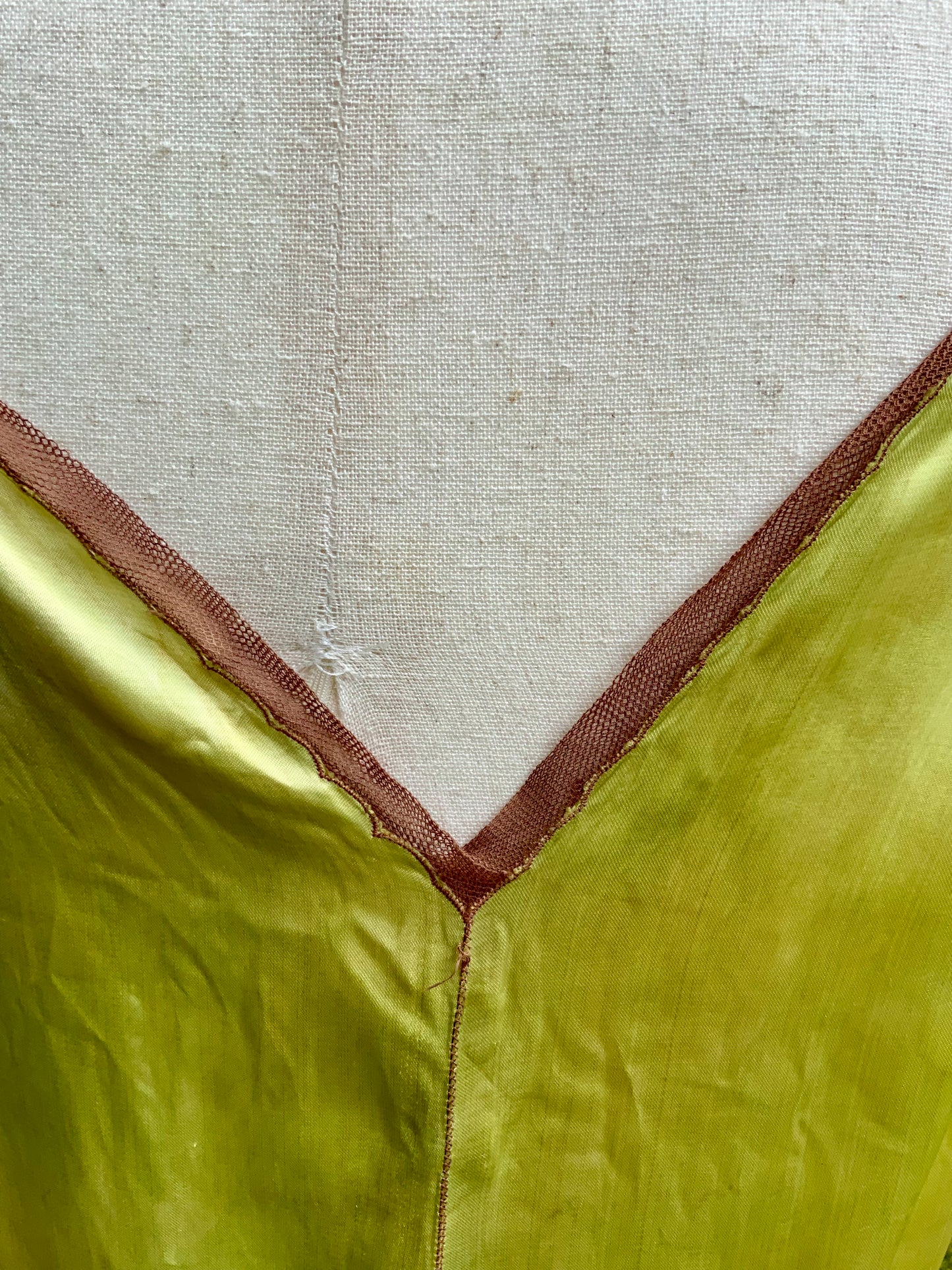 1930s Hand Dyed     Botanical Inspired Hand Dyed Silk Slip Dress. One of a Kind Woodland Fairy Bias Cut Gown.30BZ