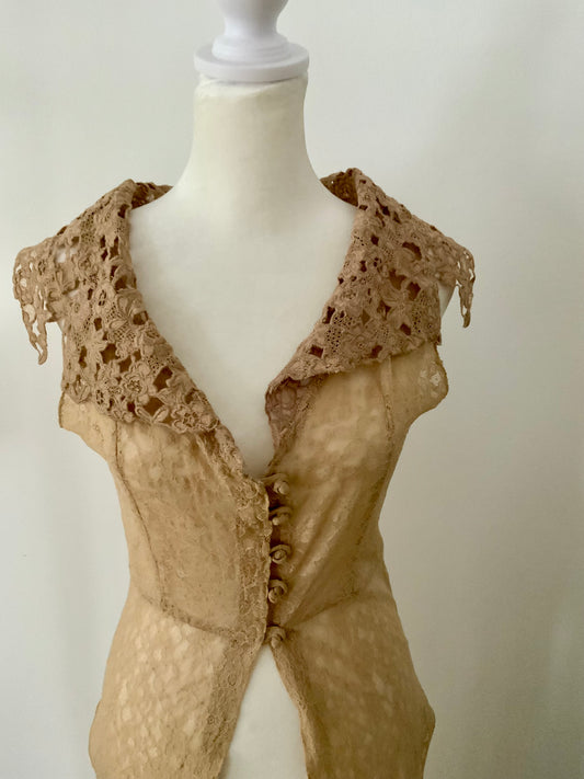 Edwardian Lace Lingerie Overdress with Five-Panel Skirt, c. 1905–1915 - ED46