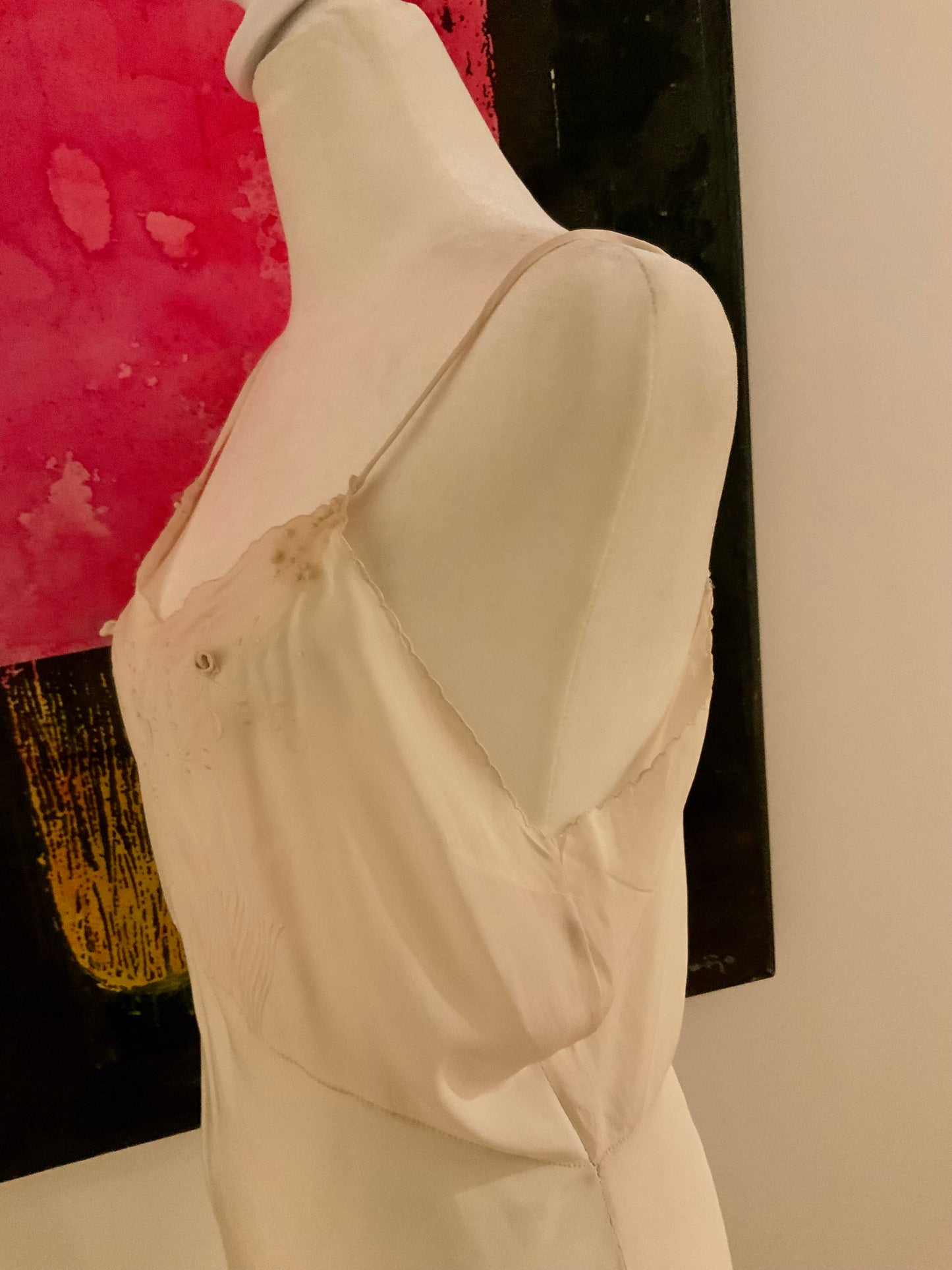 Antique 1920s Pure Silk Bridal Slip – Hand Embroidered Ivory Lingerie Dress – Edwardian Flapper Era Nightgown-20AT