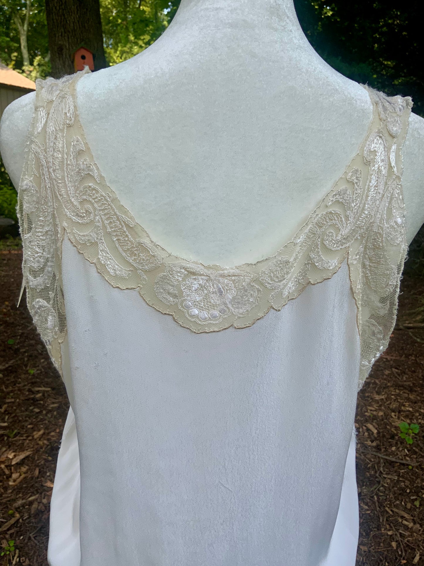 1930s Pure Silk Bridal Slip Dress Lace Bias Cut Wedding Gown Lingerie S/M-30BX