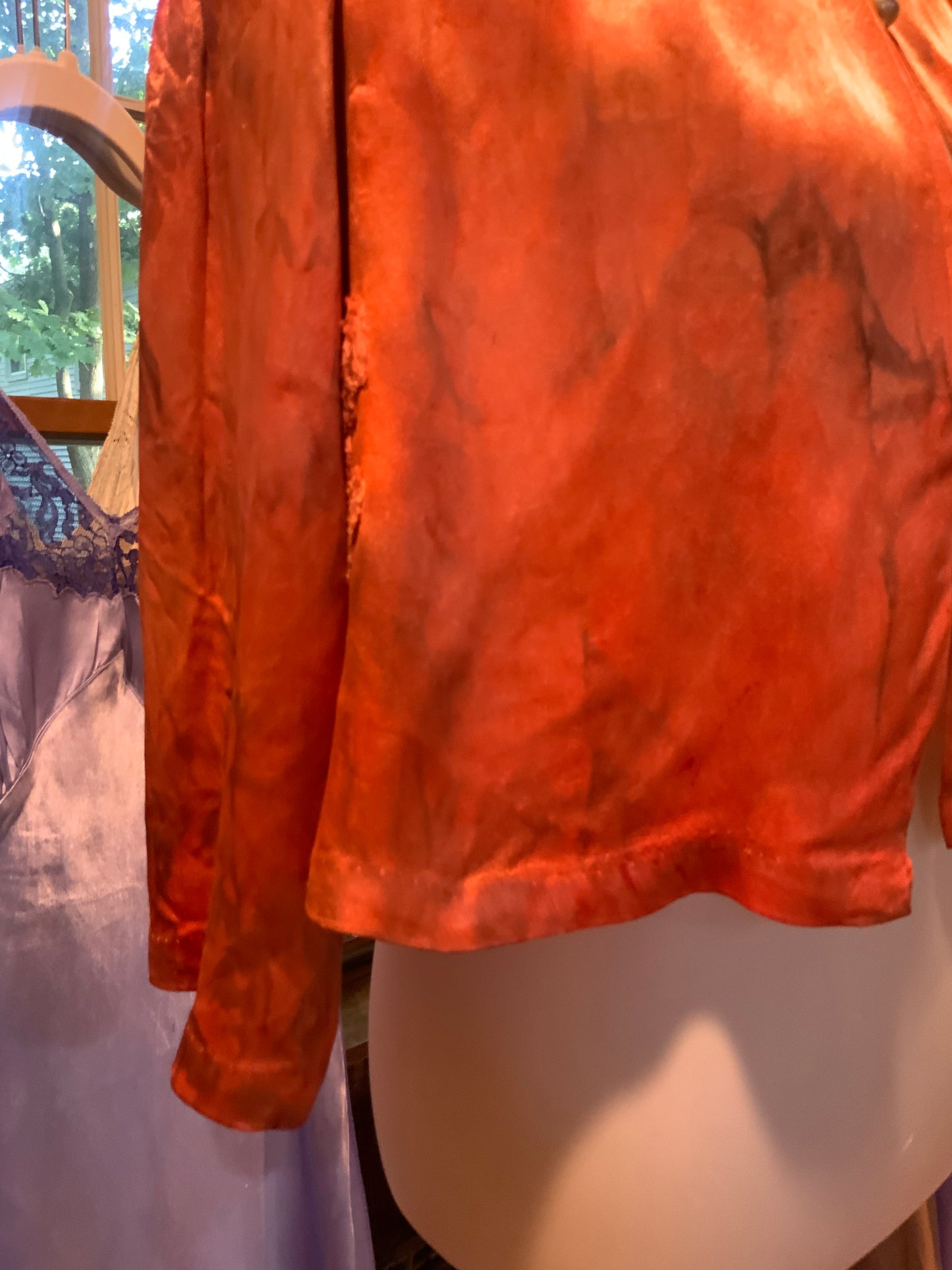 Hand Dyed Satin Dyed Bed Jacket - 50s