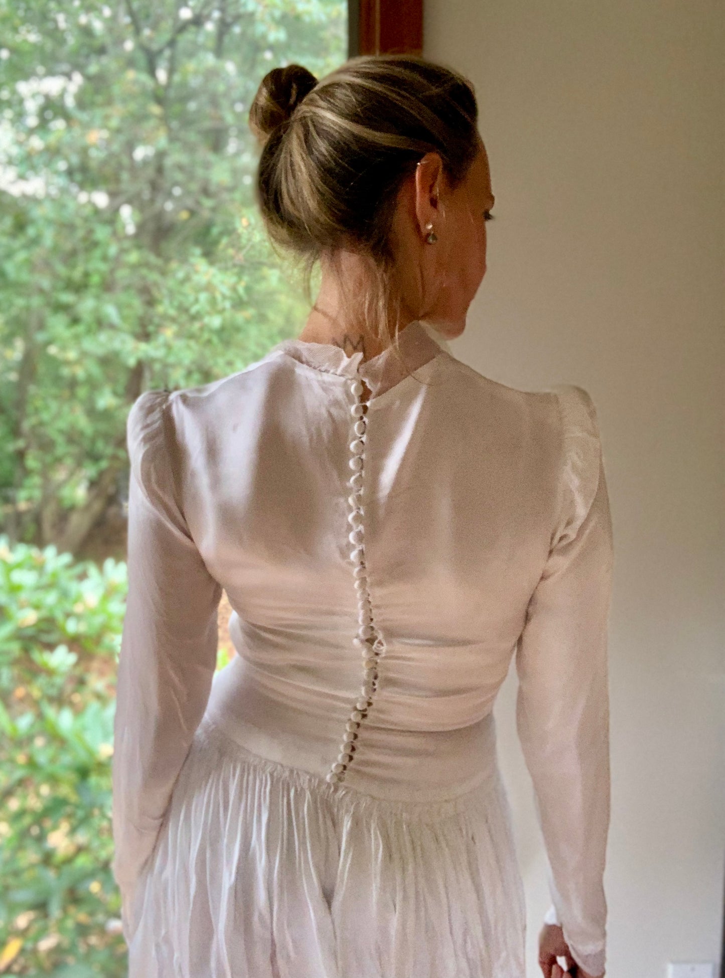Satin Wedding Dress - 40s -40AI