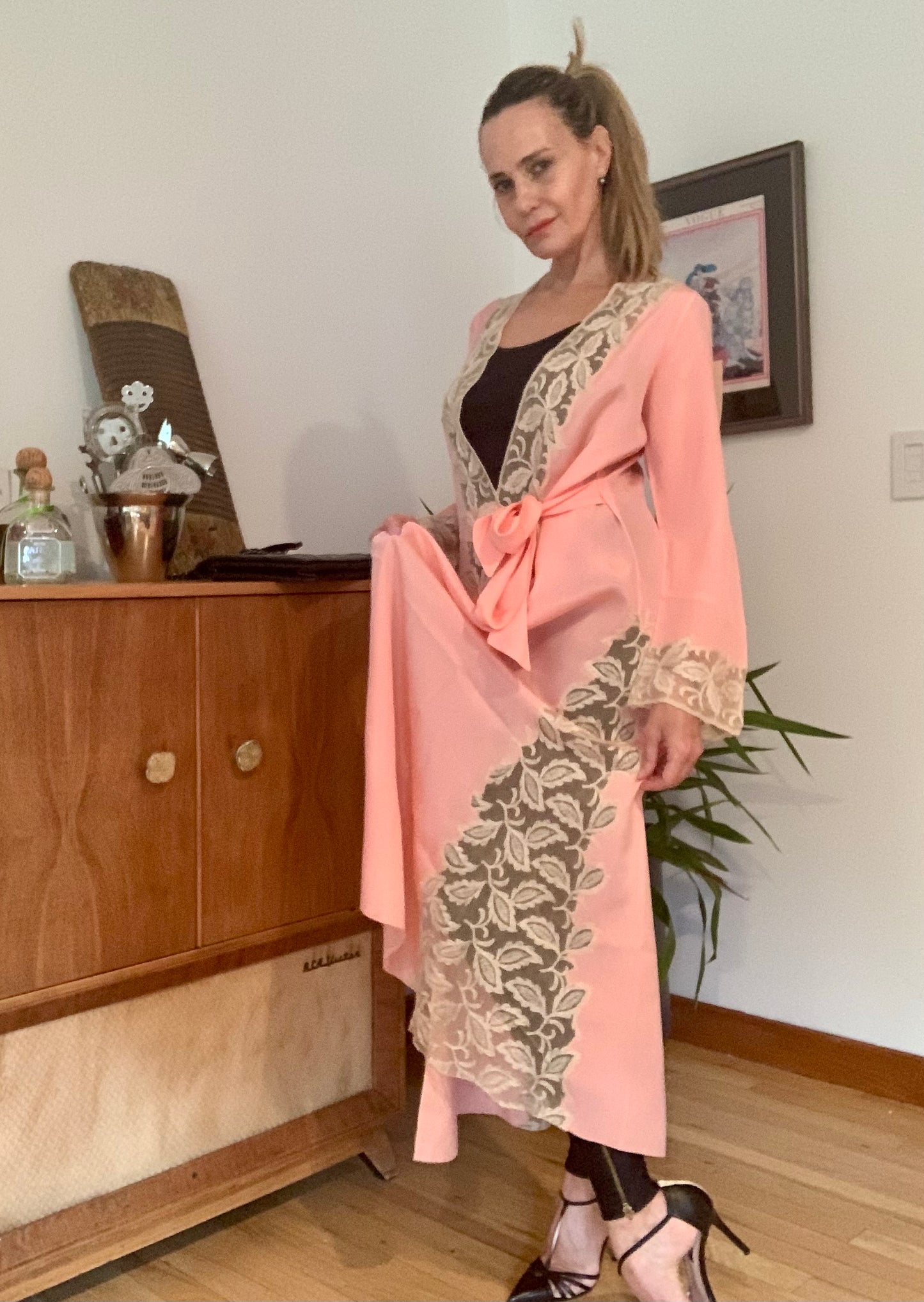 Silk Lace Robe - 50s - Luxury Lingerie-50BQ