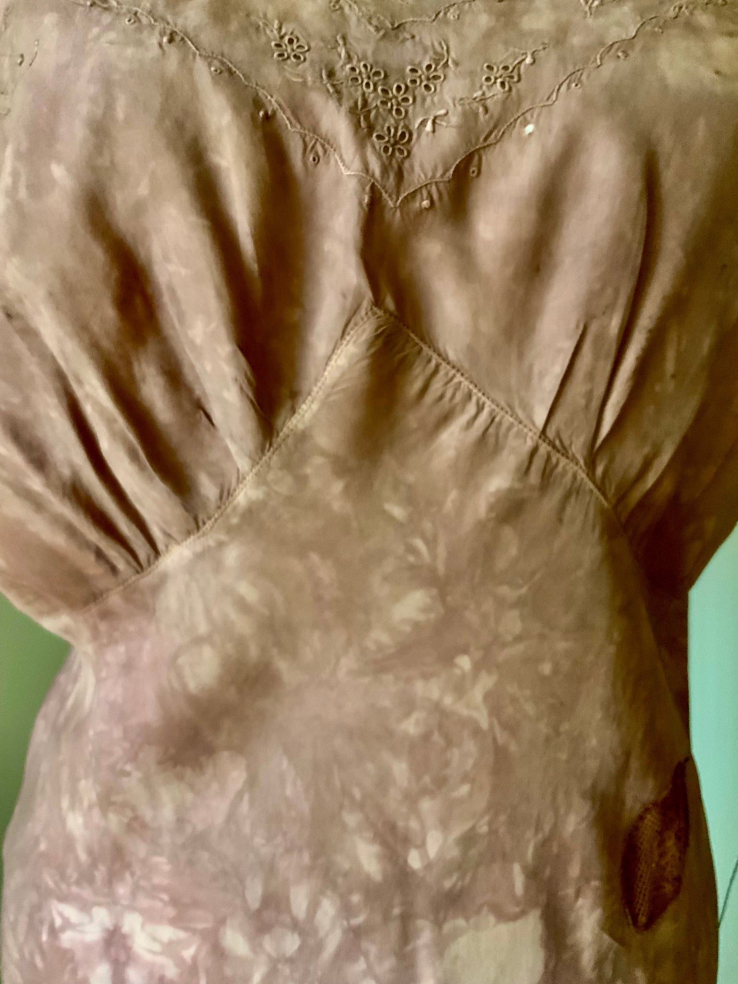 1930s Hand Dyed Silk Dress | Artistically Restored Vintage Lace Appliqué Dress-30DE